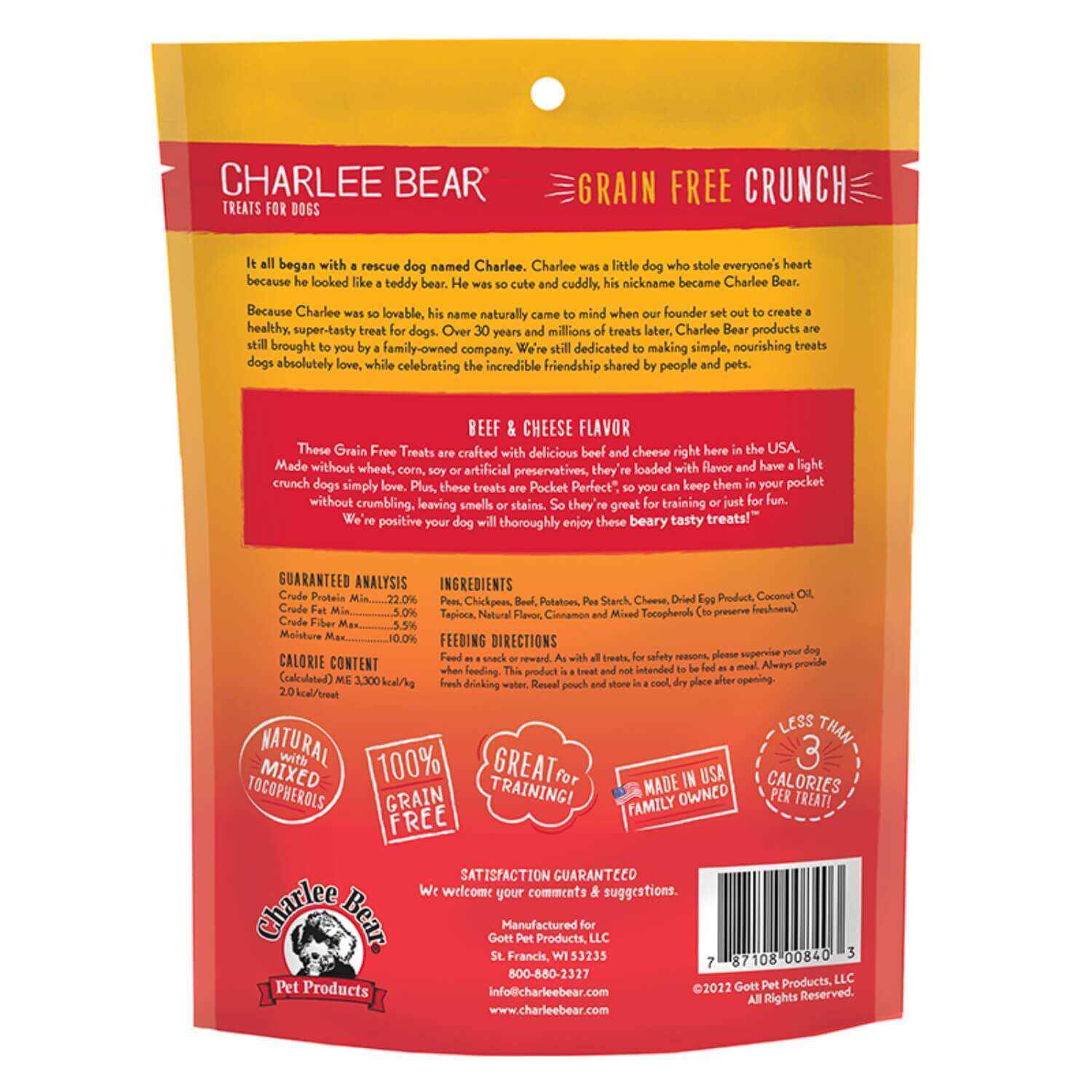 Charlee Bear Beef & Cheese Grain Free Crunchy Dog Treats