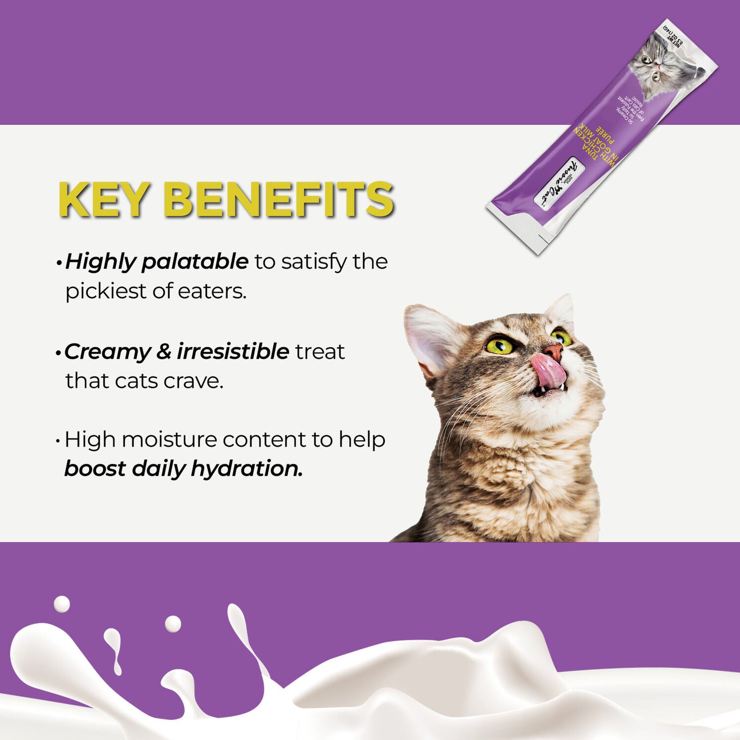 Fussie Cat Premium Tuna With Chicken In Goat Milk Puree Lickable Cat Treat, 4-2Oz Tubes