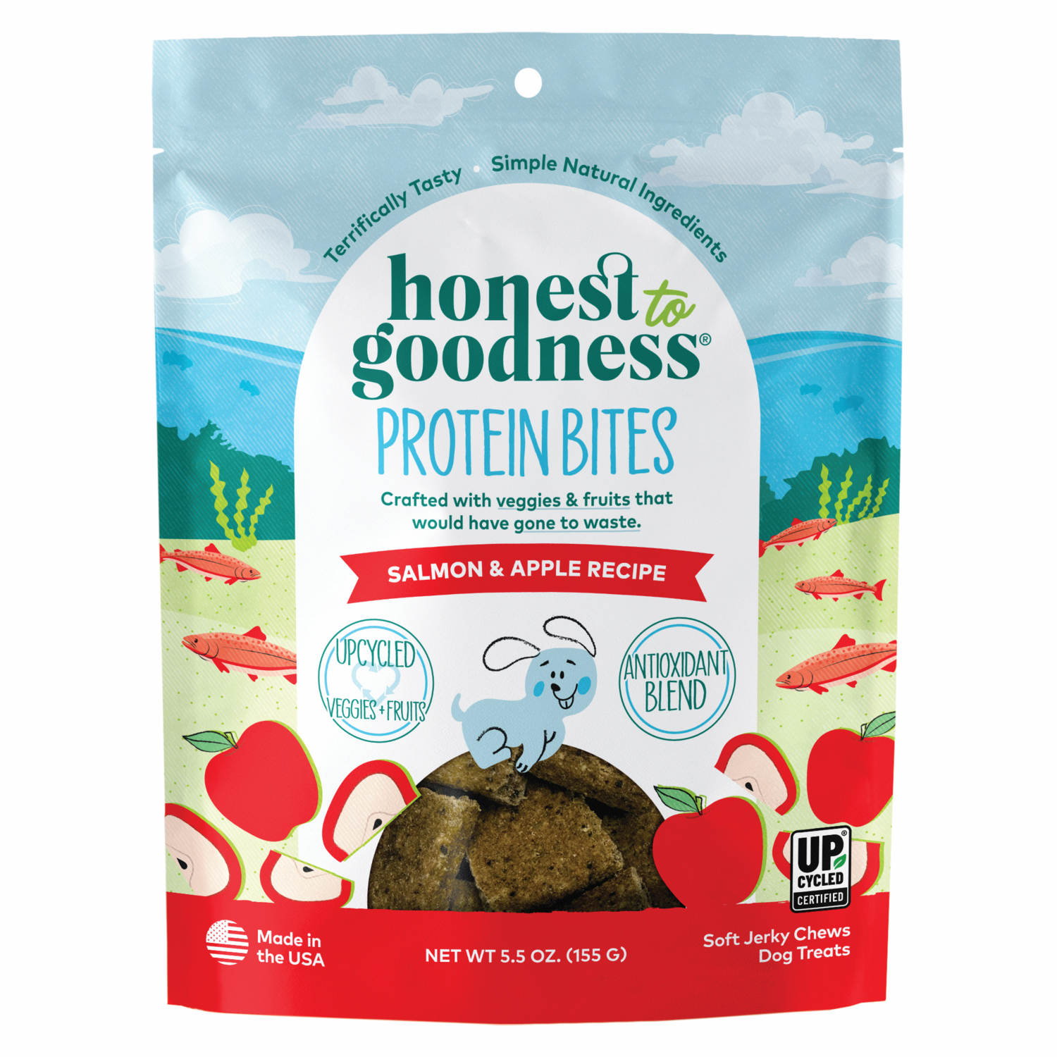 Honest To Goodness Salmon & Apple Upcycled Protein Bites Dog Treats, 5.5-Oz.