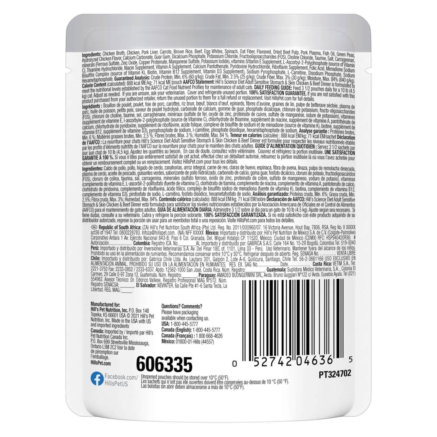 Hill's Science Diet Adult Sensitive Stomach & Skin Chicken & Beef Dinner Wet Cat Food