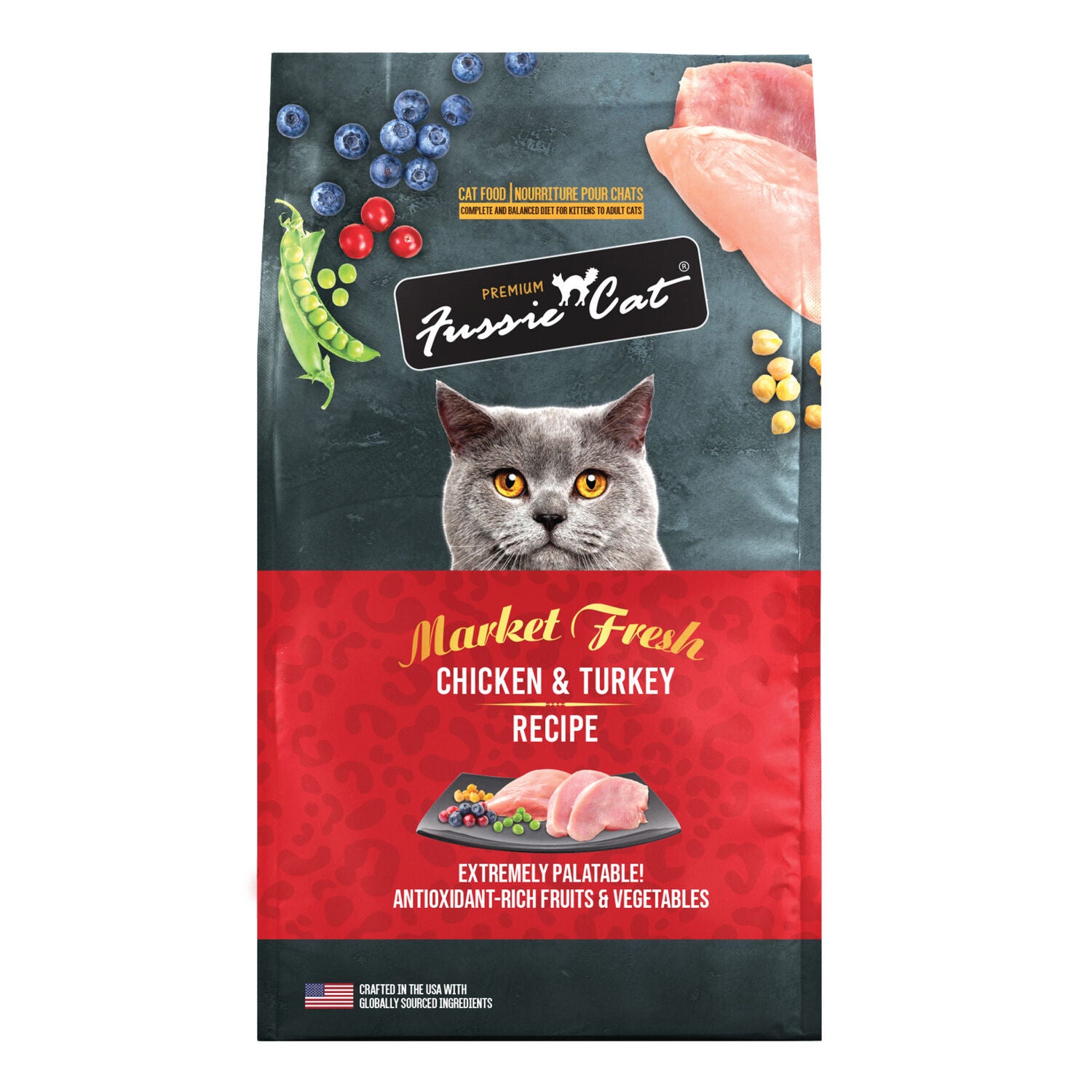 Fussie Cat Market Fresh Chicken & Turkey Recipe Grain Free Dry Cat Food, 10Lb