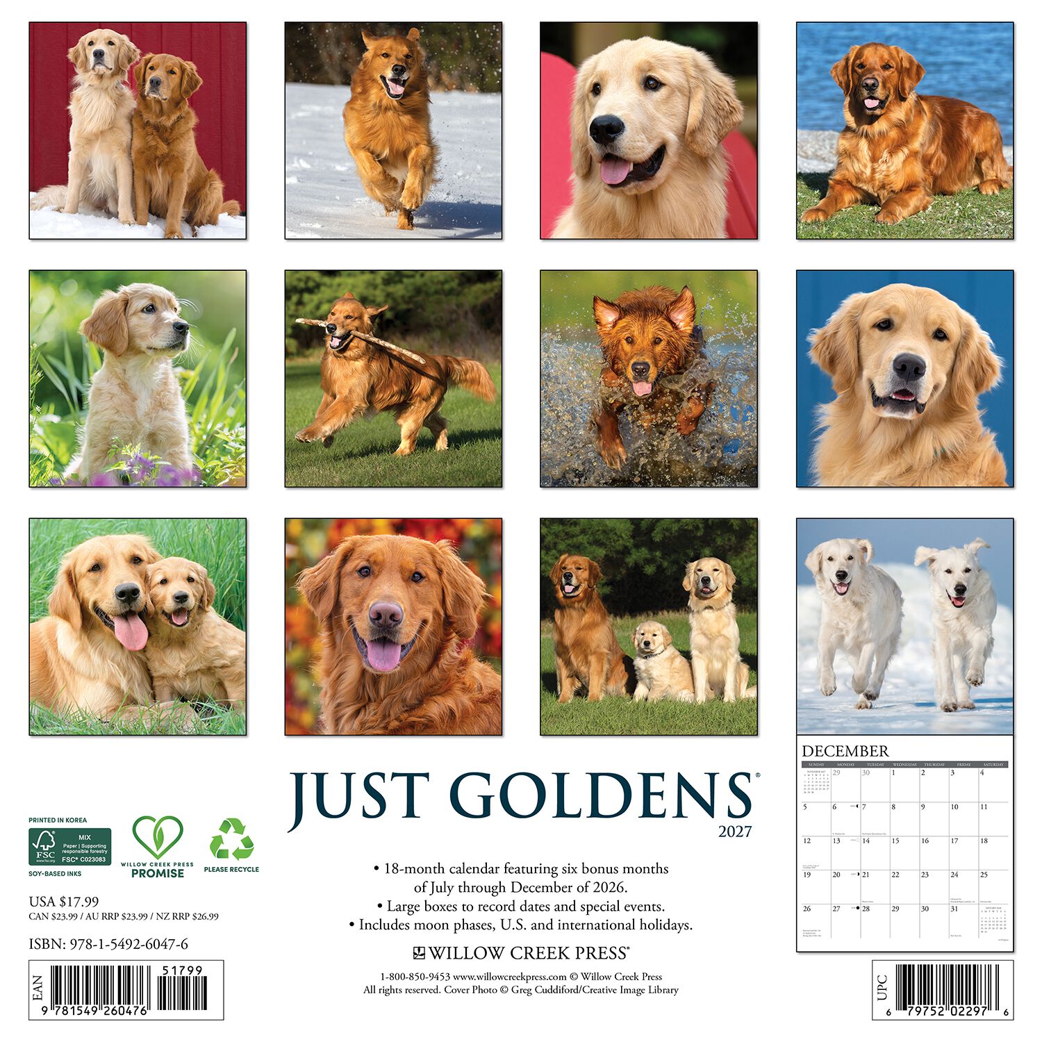 Willow Creek Press Just Goldens 2027 Wall Calendar