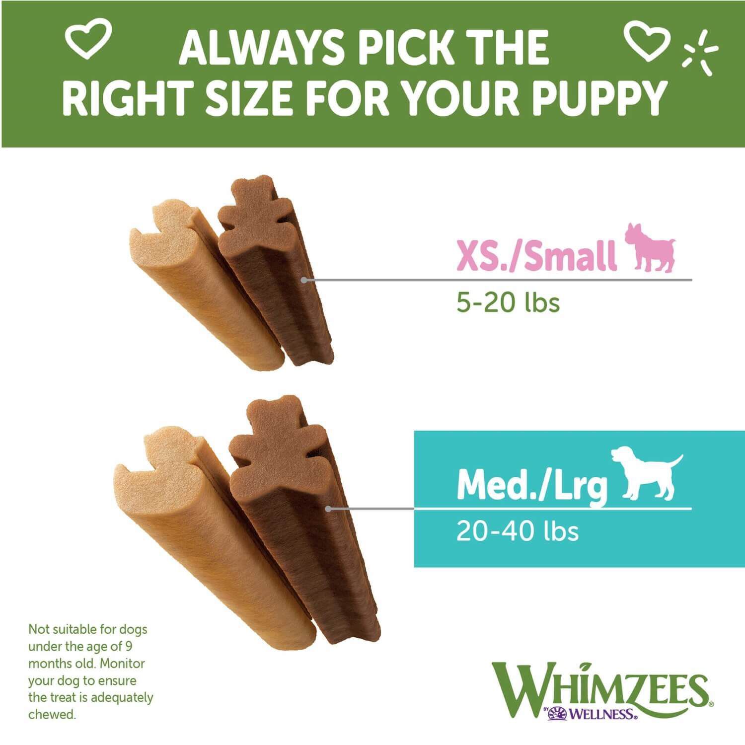 Whimzees Puppy Natural Grain Free Dental Chews For Dogs, Medium / Large Breed, 14 Count