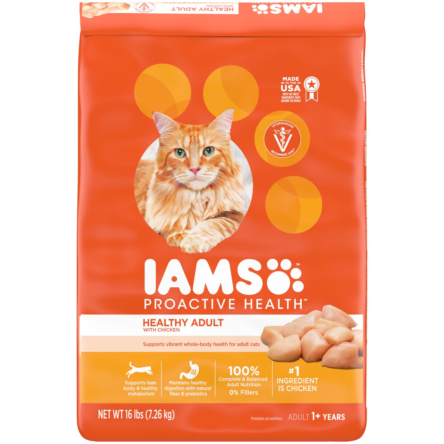 Iams Proactive Health Adult Dry Cat Food, Chicken Flavor, 16-Lb Bag