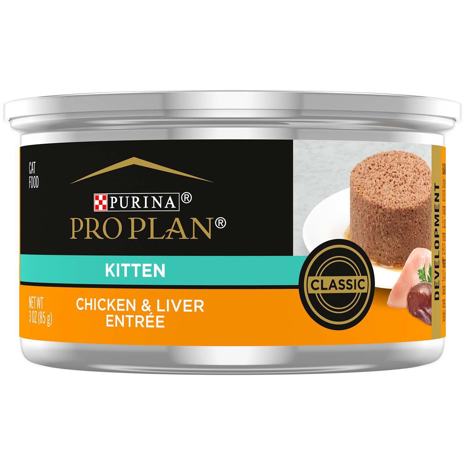 Purina Pro Plan Focus Kitten Classic Chicken & Liver Entree Cat Food, 3-Oz Can Pack Of 24
