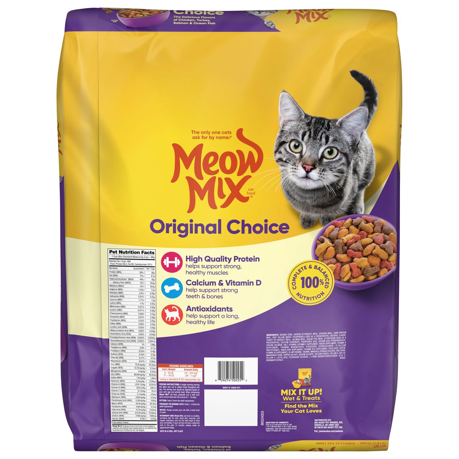 Meow Mix Original Choice Dry Cat Food Chicken, Turkey, Salmon & Ocean Fish Recipe,  16-Lb Bag