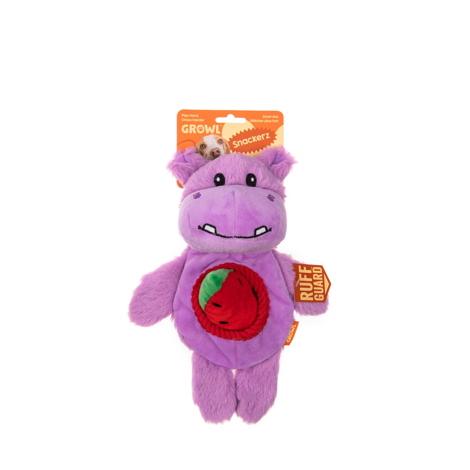 Growl Snackerz Hilda The Hippo Durable Burrow Plus Dog Toy, 9.7"