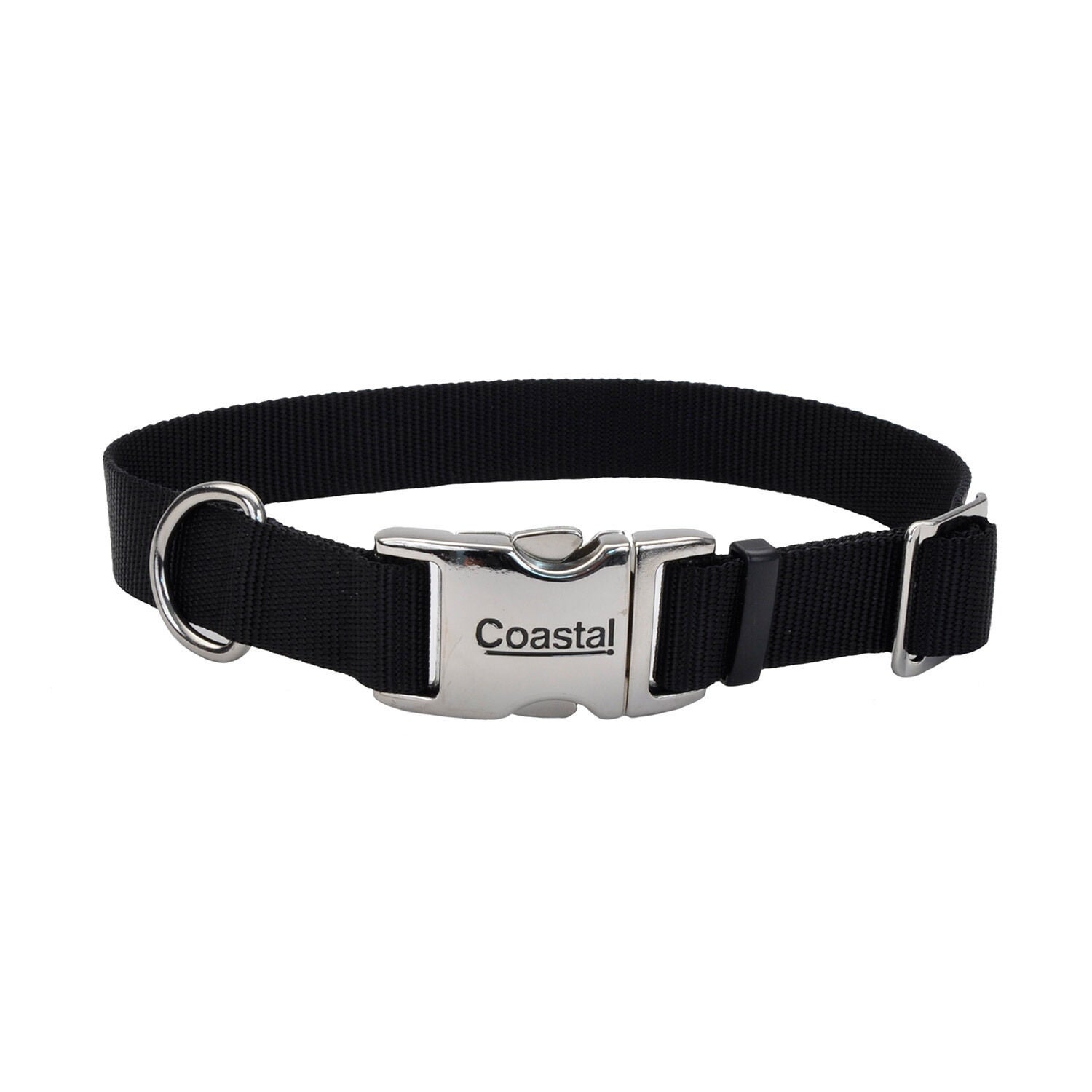 Coastal Pet Products Adjustable Nylon Collar With Metal Buckle - Black
