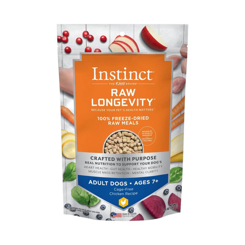 Instinct® Raw Longevity™ 100% Freeze Dried Raw Meals Cage Free Chicken Recipe For Adult Dogs Ages 7+