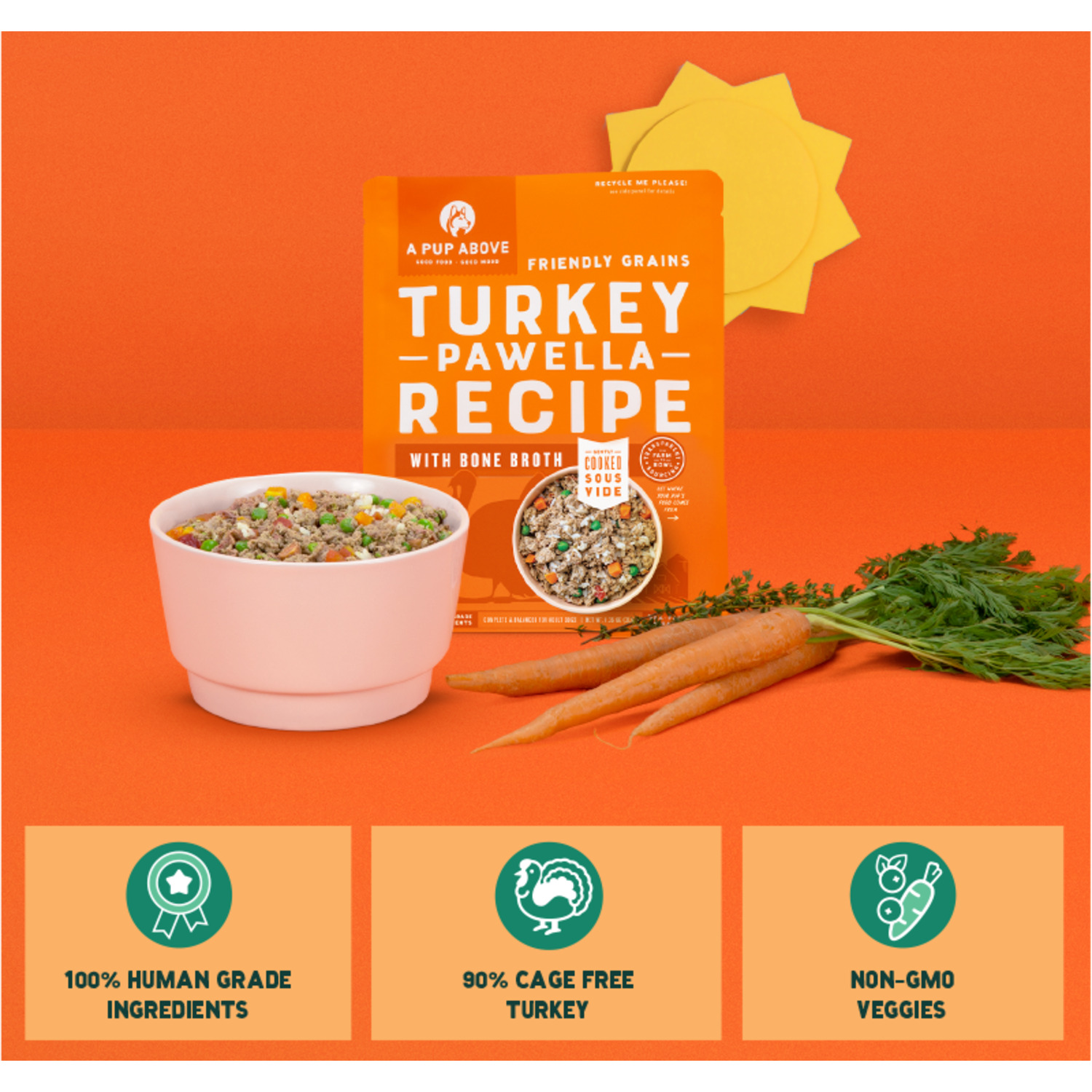 A Pup Above Gently Cooked With Friendly Grains Frozen Dog Food, Turkey Pawella Recipe With Bone Broth, 7-Lb