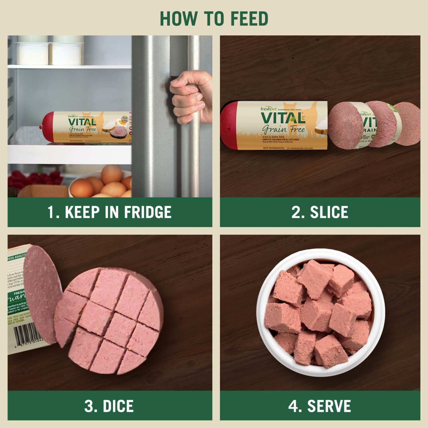 Freshpet Vital Grain Free Fresh Cat Food, Chicken & Beef Roll Recipe