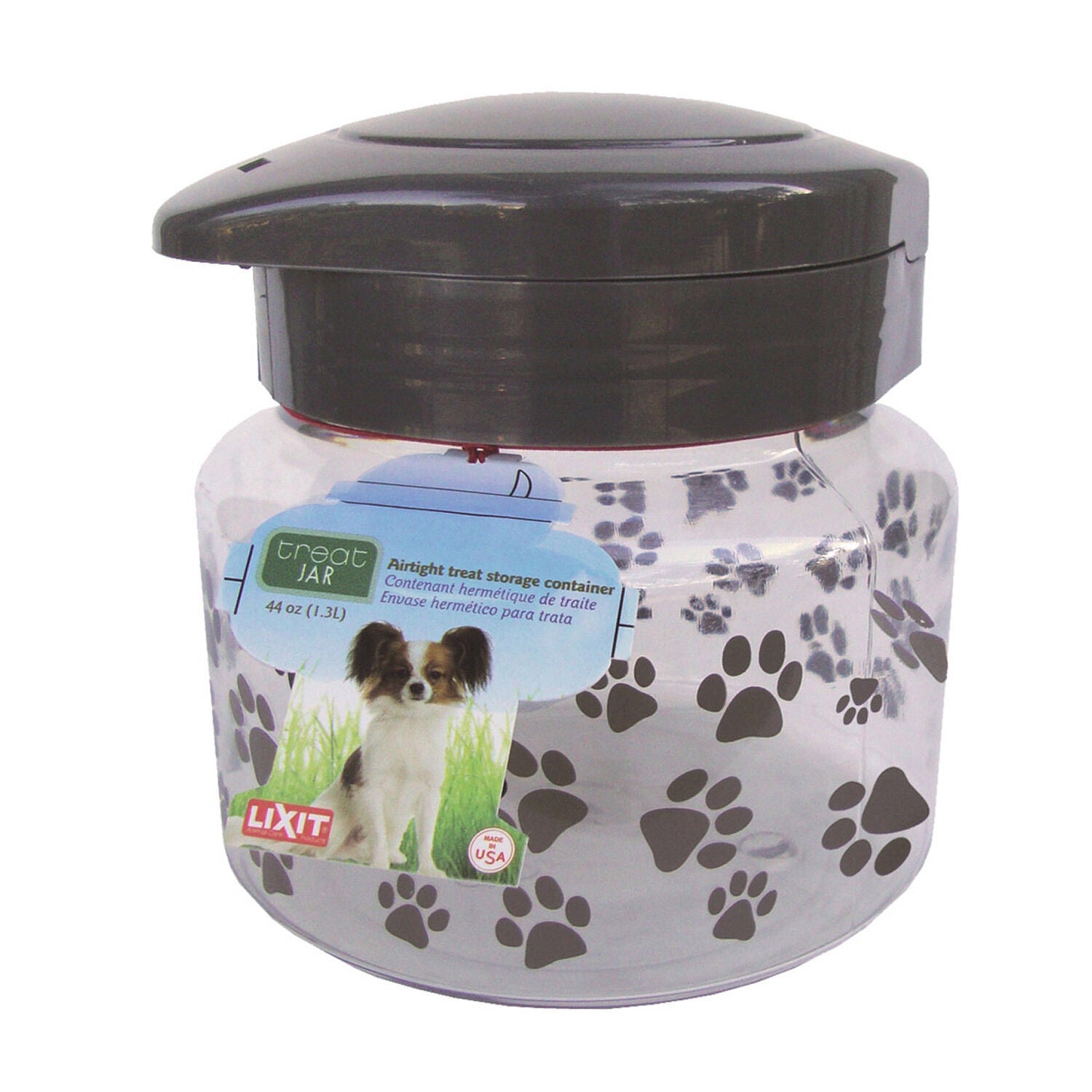 Lixit Dog Treat Jar Container, Grey & Clear, Medium