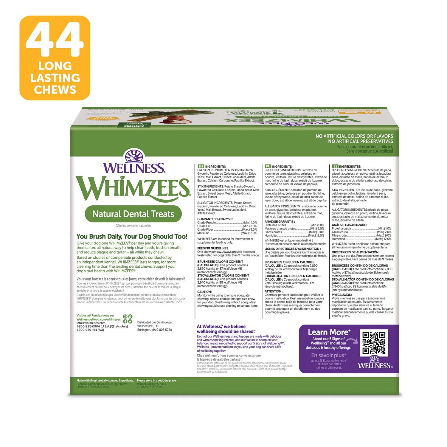 Whimzees By Wellness Natural Dental Chews Dog Treats, Medium, 44 Count