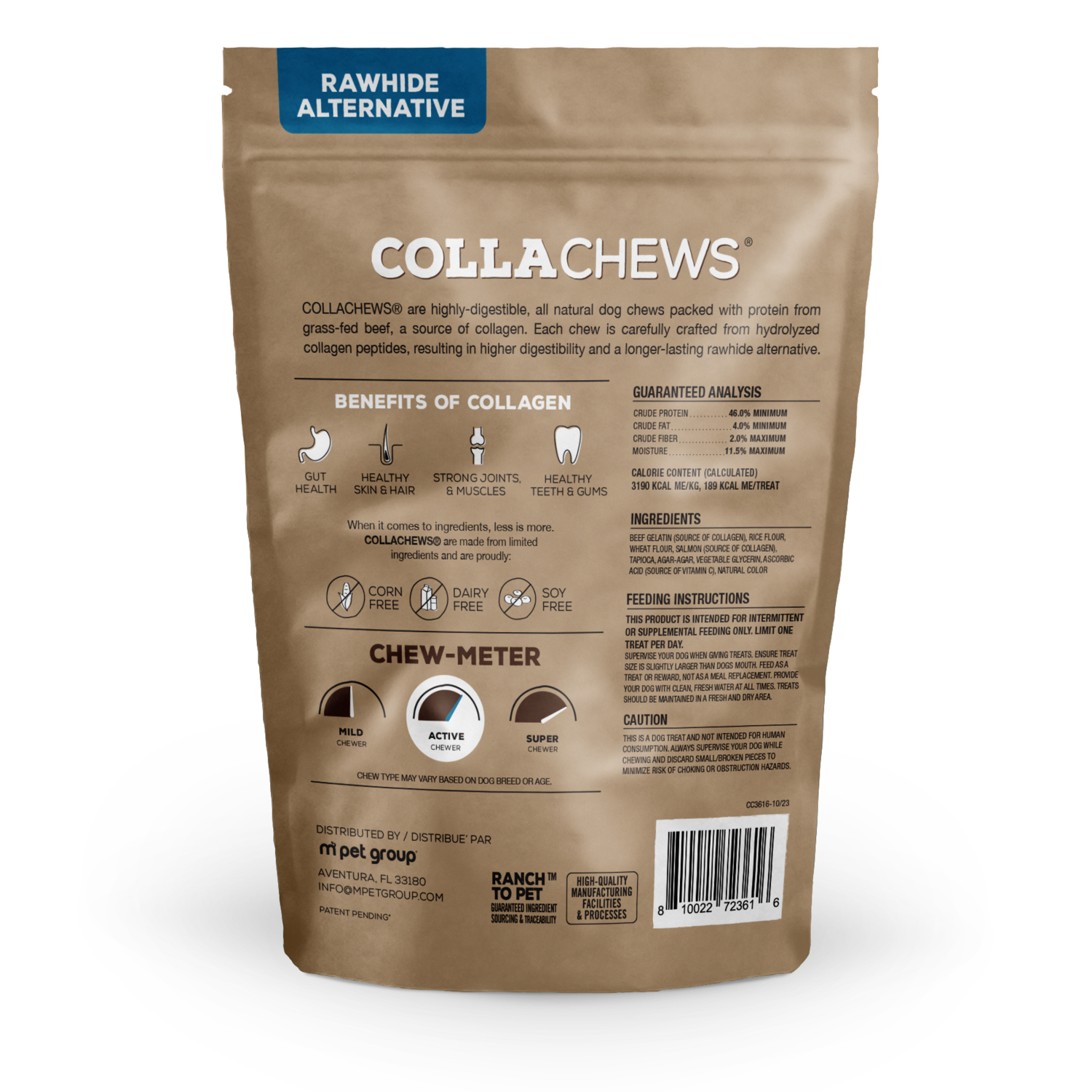 Collachews Salmon Collagen Roll Rawhide Alternative Dog Treats, 6"-4 Pack
