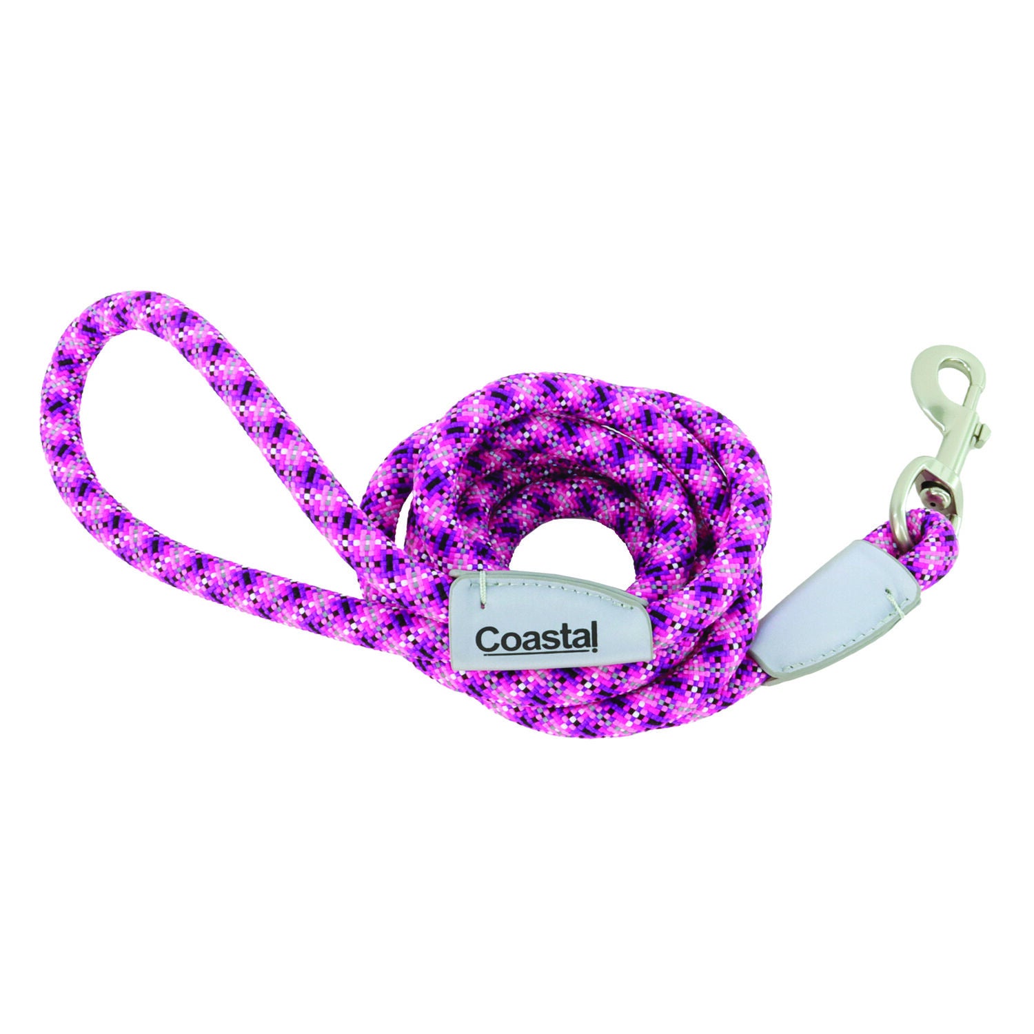 Coastal Pro&reg; Active Woven Reflective Rope Dog Leash, Pixel Pink, 1" By 6-Feet