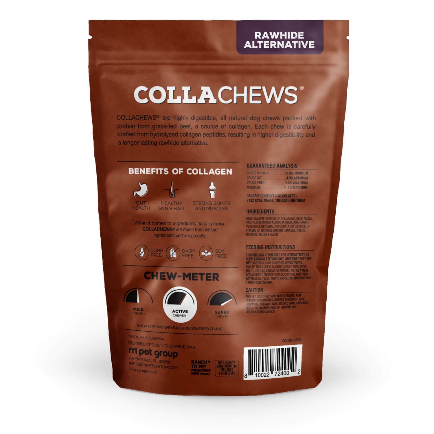 Collachews Batty Bully Rolls Rawhide Alternative Halloween Chews Dog Treats, 6"
