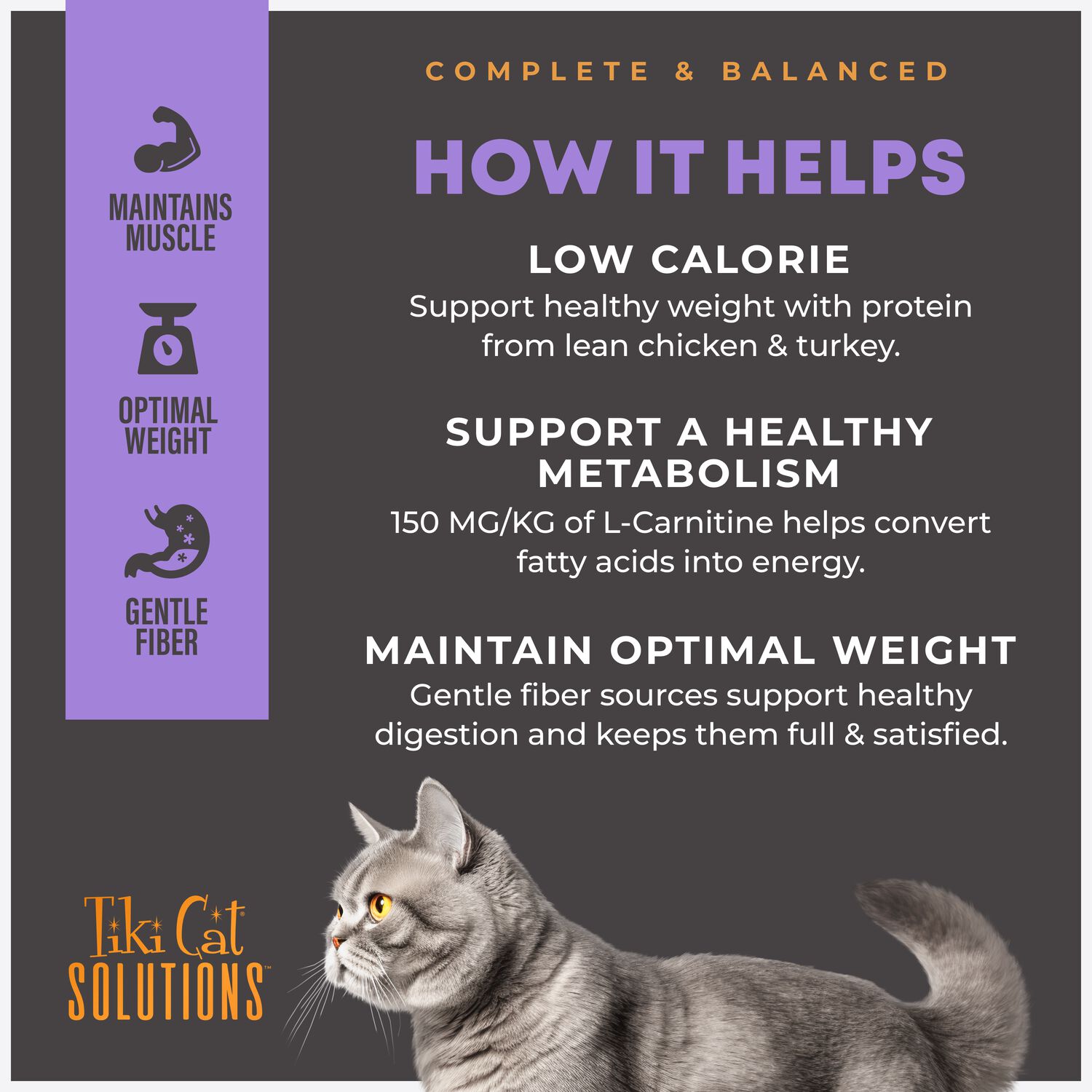 Tiki Cat Solutions Dry Cat Food, Light, Turkey, 2.8-Lbs Bag