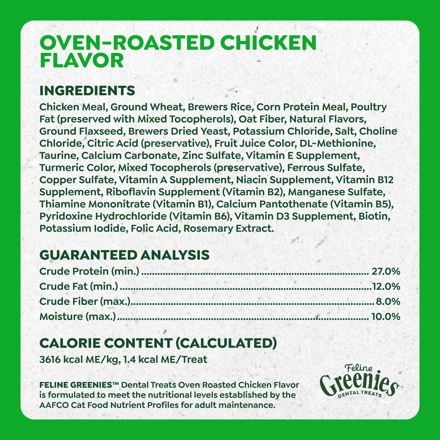 Greenies Feline Natural Oven Roasted Chicken Flavor Dental Cat Treats, 9.75-Oz