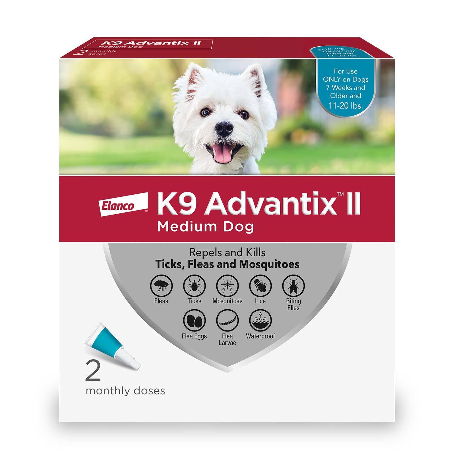 Elanco K9 Advantix Ii Topical Flea, Tick & Mosquito Treatment & Prevention For Medium Dogs (11-20-Lbs)