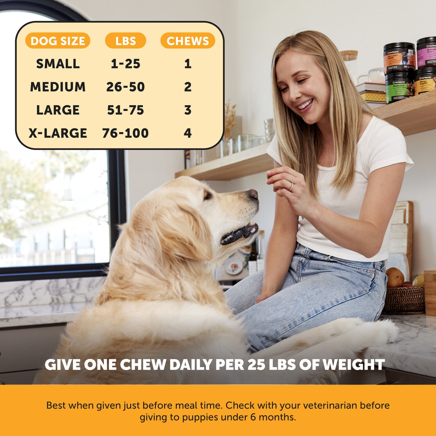 Pet Honesty Allergy Support Soft Chews Dog Supplements, Peanut Butter Flavored, 90-Count
