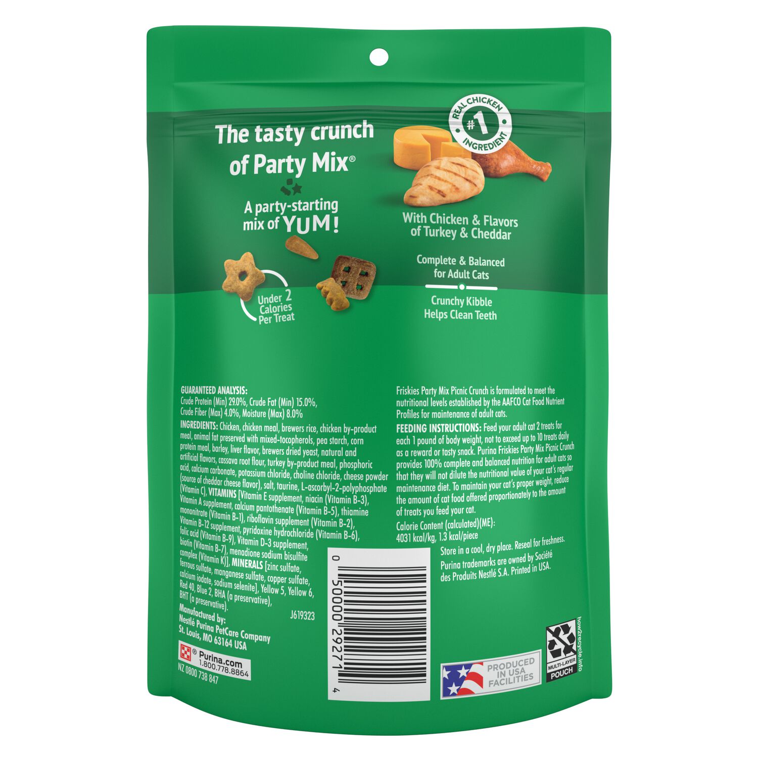 Purina Friskies Party Mix Picnic Crunch Flavor Crunchy Cat Treats, 6-Oz.