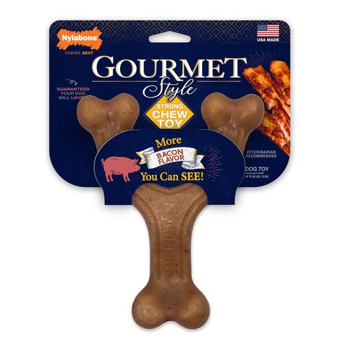Nylabone Gourmet Style Strong Chew Wishbone Dog Toy - Bacon Flavor