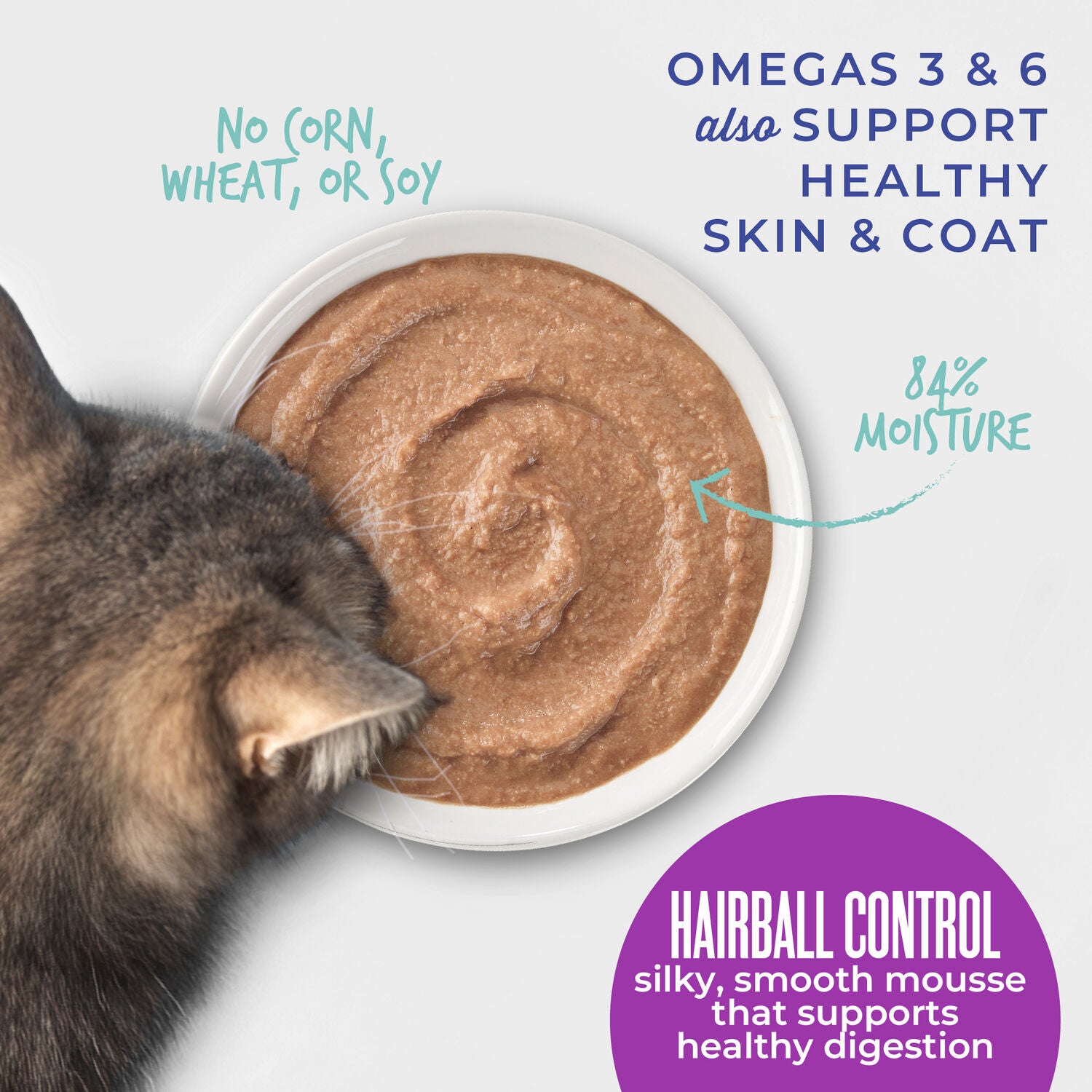 Tiki Cat Velvet Mousse Wet Cat Food, Hairball Control, Chicken & Tuna Recipe In Broth, 2.8-Oz Pouch