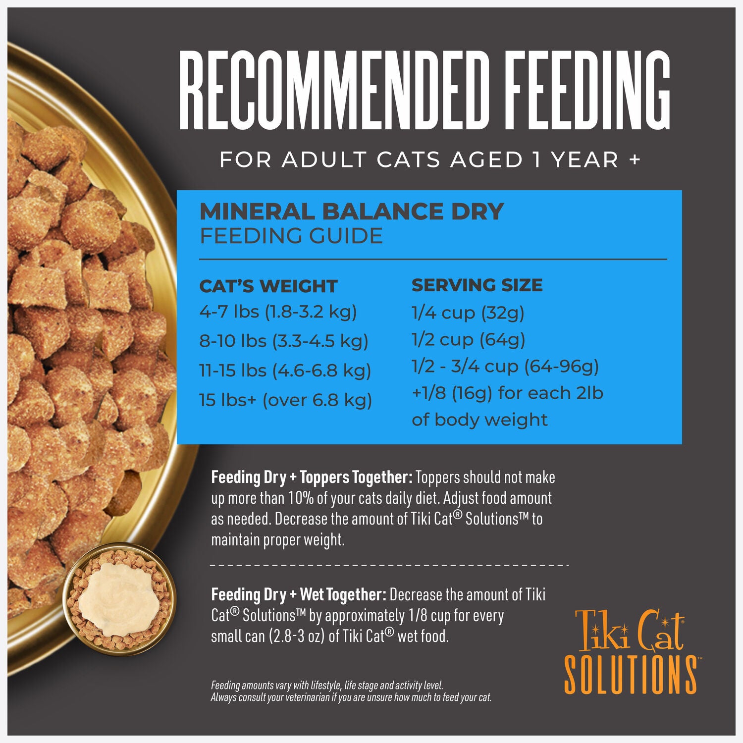 Tiki Cat Solutions Mineral Balance Dry Cat Food, Supports Urinary Health, Chicken Recipe, 2.8-Lb Bag