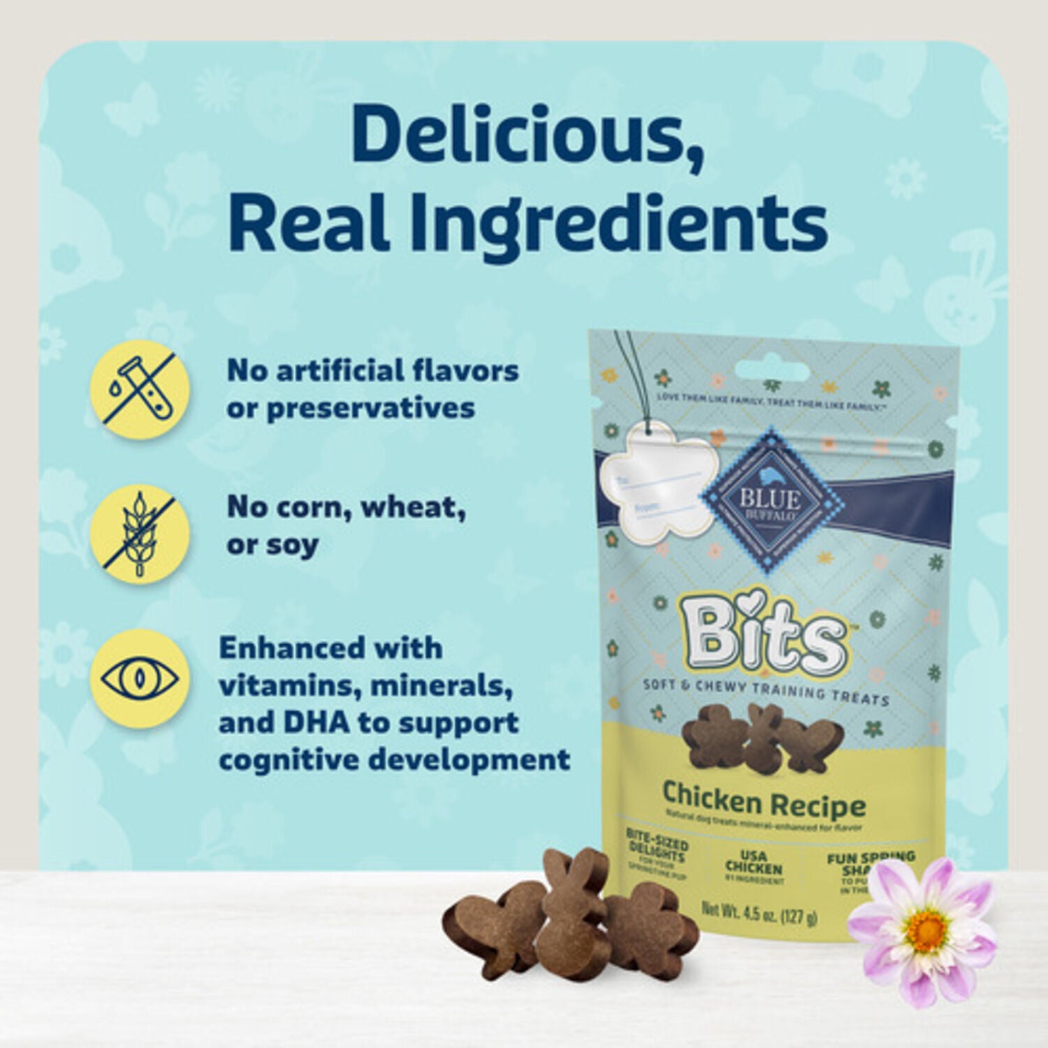 Blue Buffalo Bits Soft & Chewy Spring Dog Training Treats, Chicken Recipe, 4.5-Oz