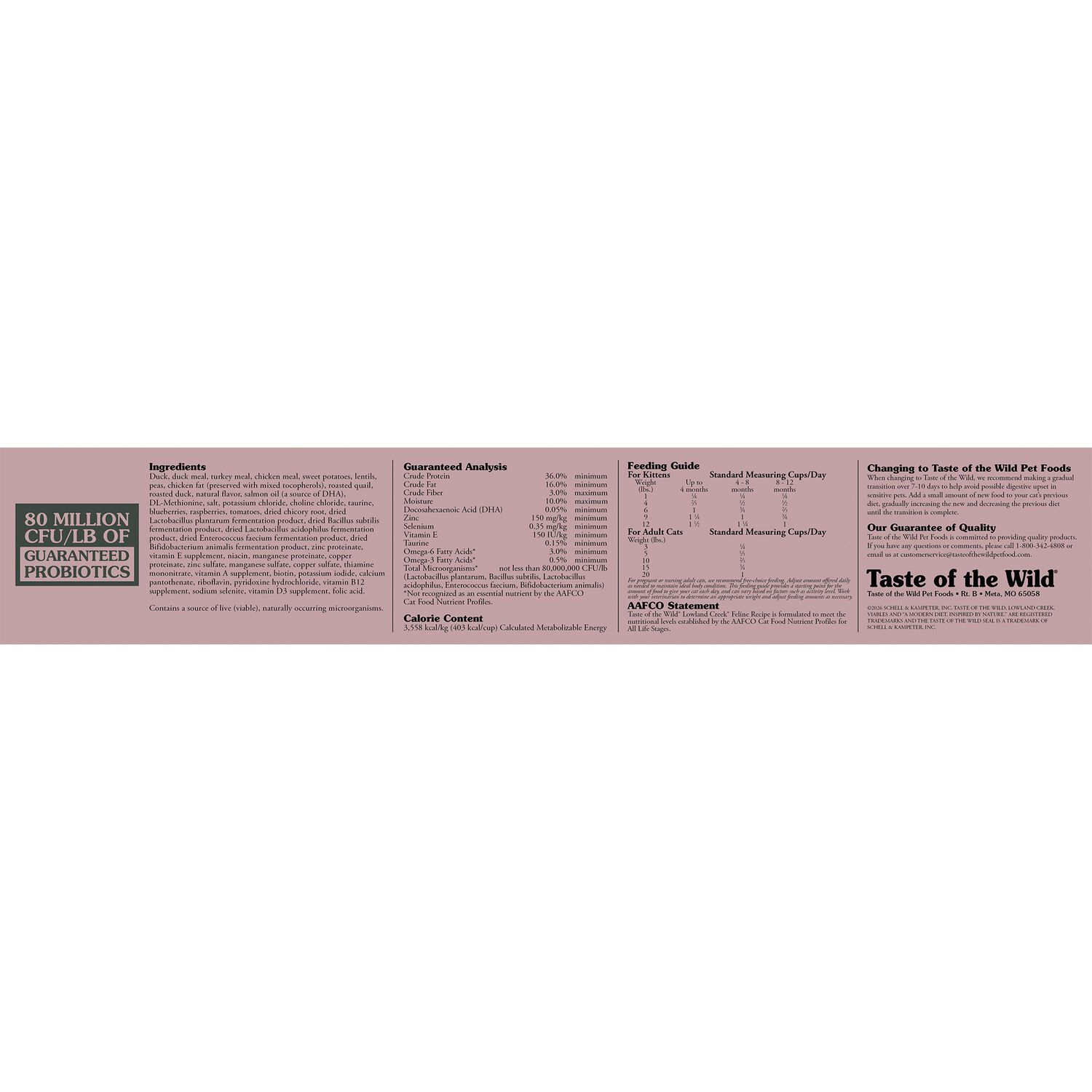 Taste Of The Wild Lowland Creek Dry Cat Food, Feline Recipe With Roasted Quail & Duck, 14-Lb Bag