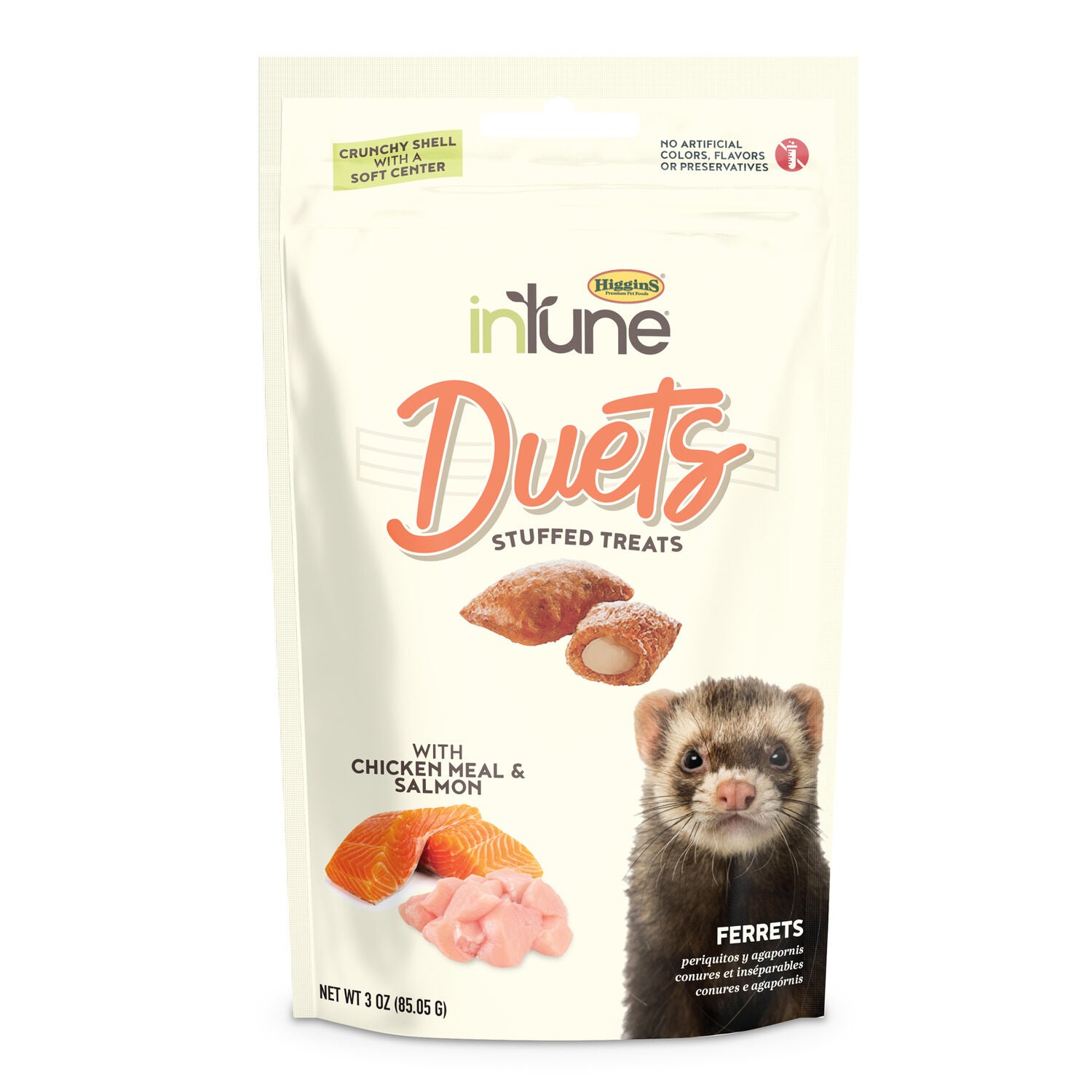 Higgins Intune Duets Chicken Meal & Salmon Treat For Ferrets, 3-Oz Bag