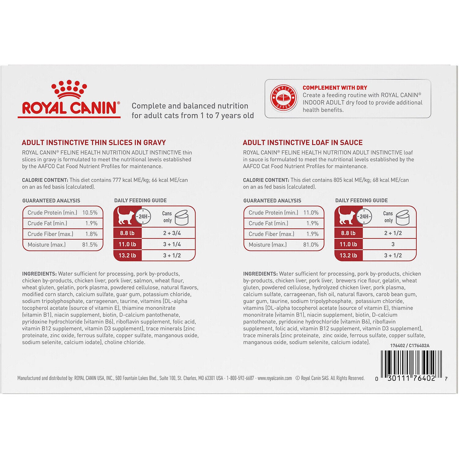 Royal Canin Feline Health Nutrition Adult Instinctive Variety Pack, Adult Cat Food, 3-Oz, Case Of 12