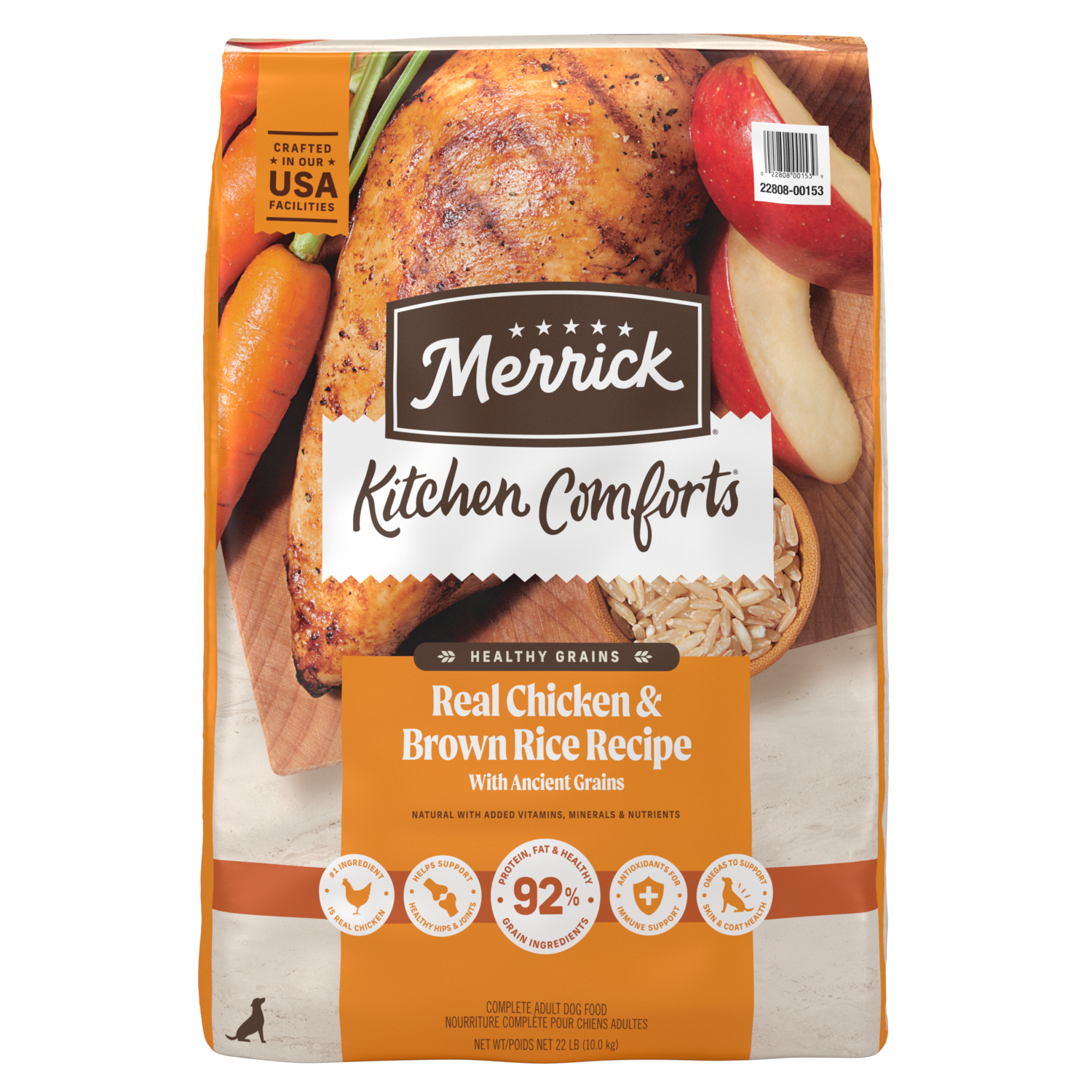 Merrick Kitchen Comforts Premium Adult Dry Dog Food With Ancient Grains,  Real Chicken And Brown Rice Recipe, 22-Lb Bag