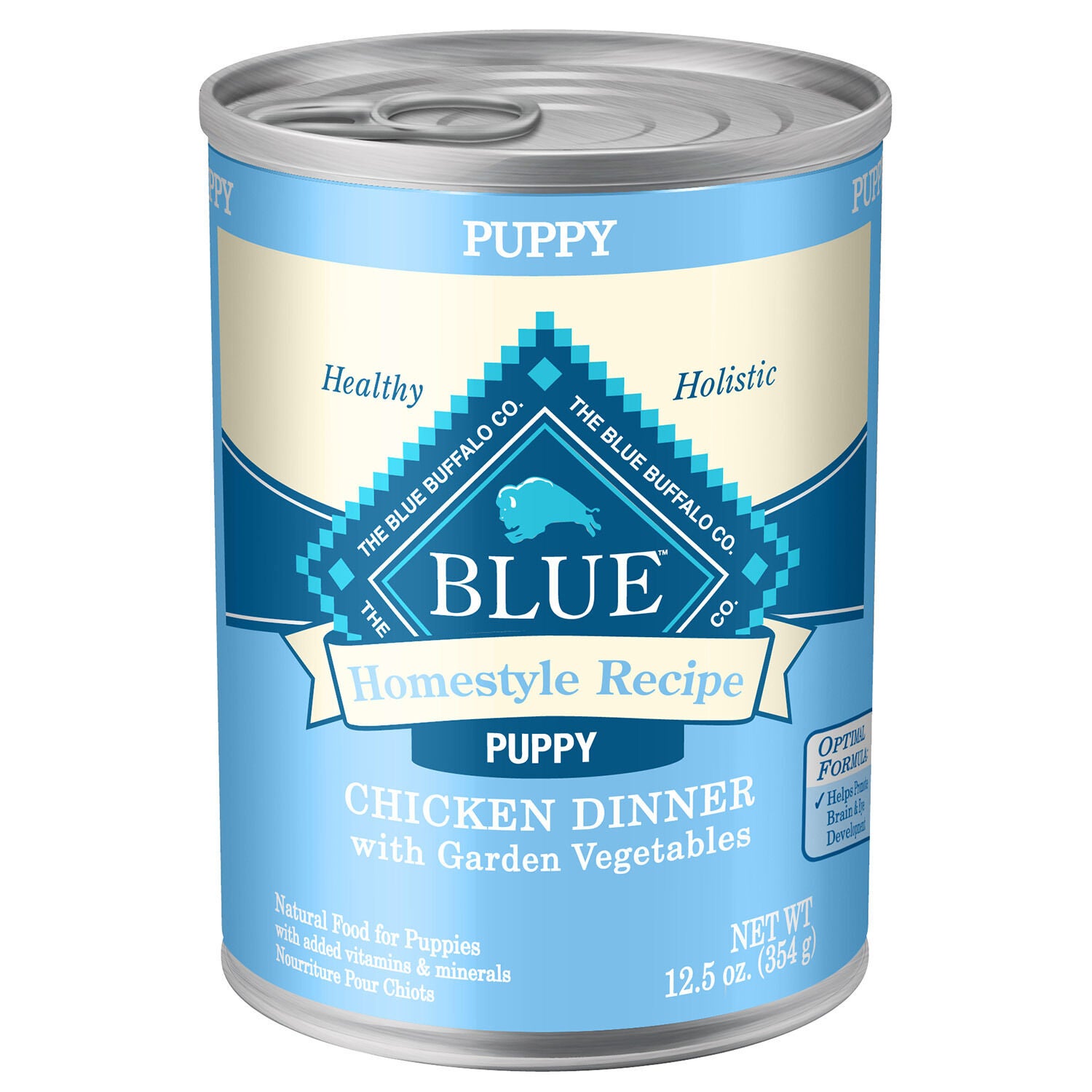 Blue Buffalo Homestyle Recipe Puppy Chicken Dinner With Garden Vegetables Wet Dog Food, 12.5-Oz Pack Of 12