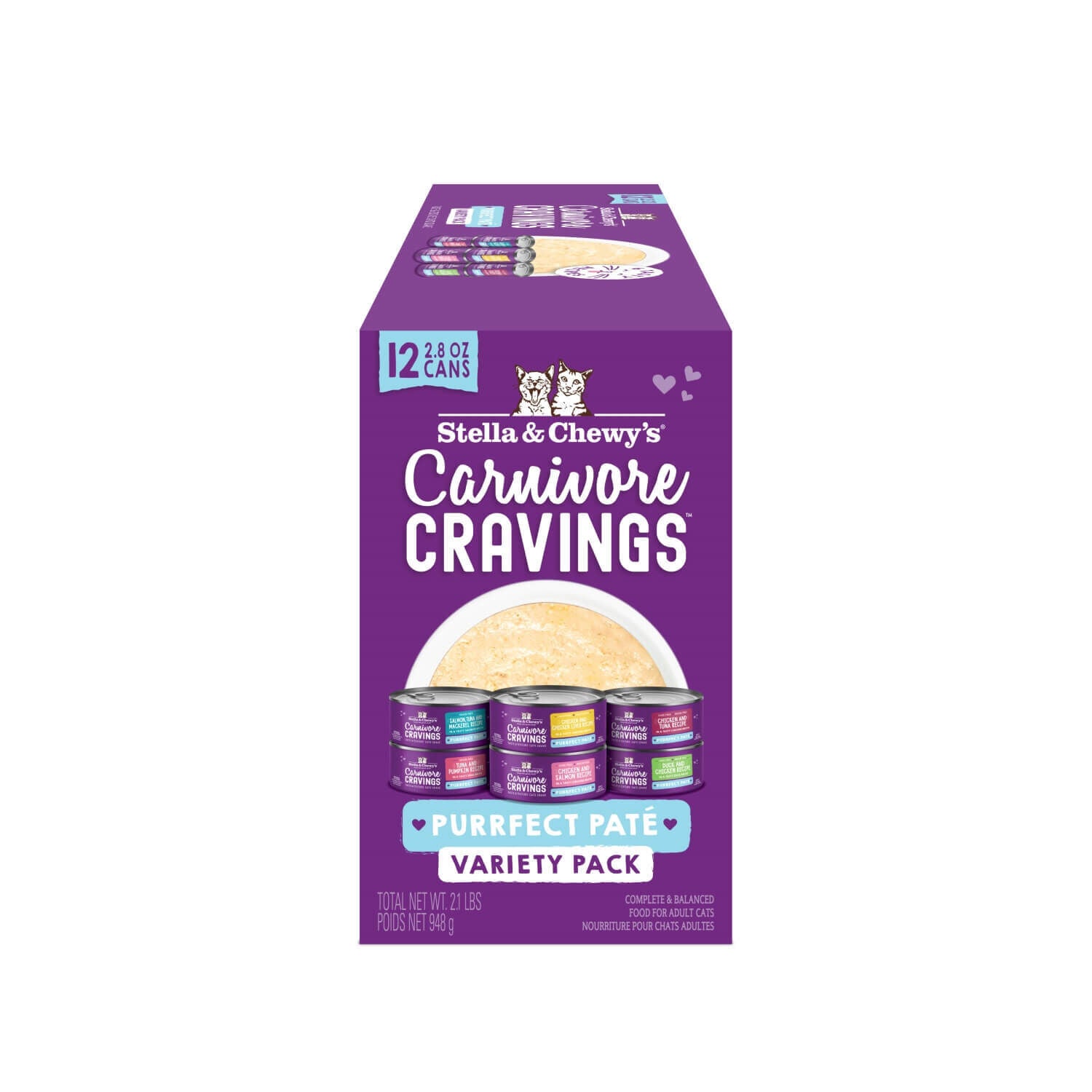 Stella & Chewy's Carnivore Cravings Purrfect Pate Canned Wet Cat Food Variety Pack. 2.8 Oz Cans, Case Of 12