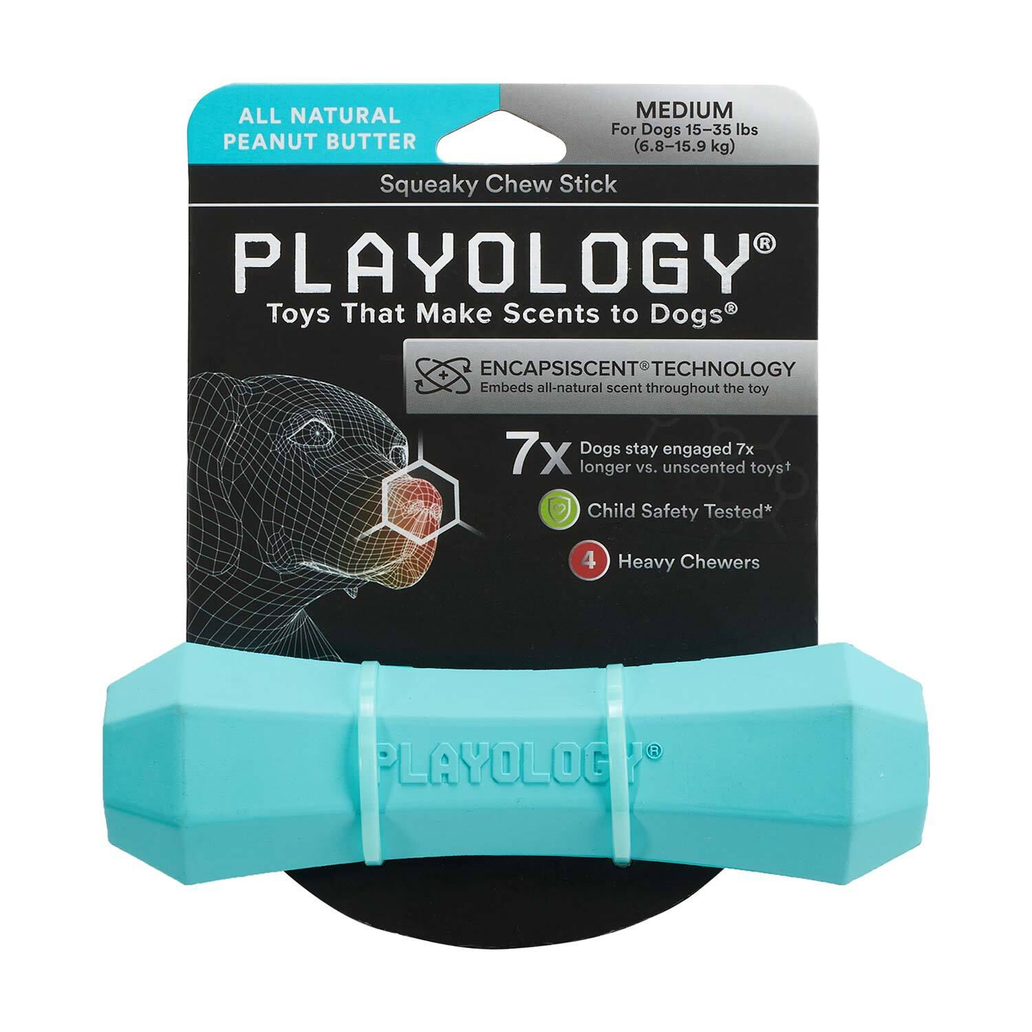 Playology Peanut Butter Scented Squeaky Chew Stick Dog Toy