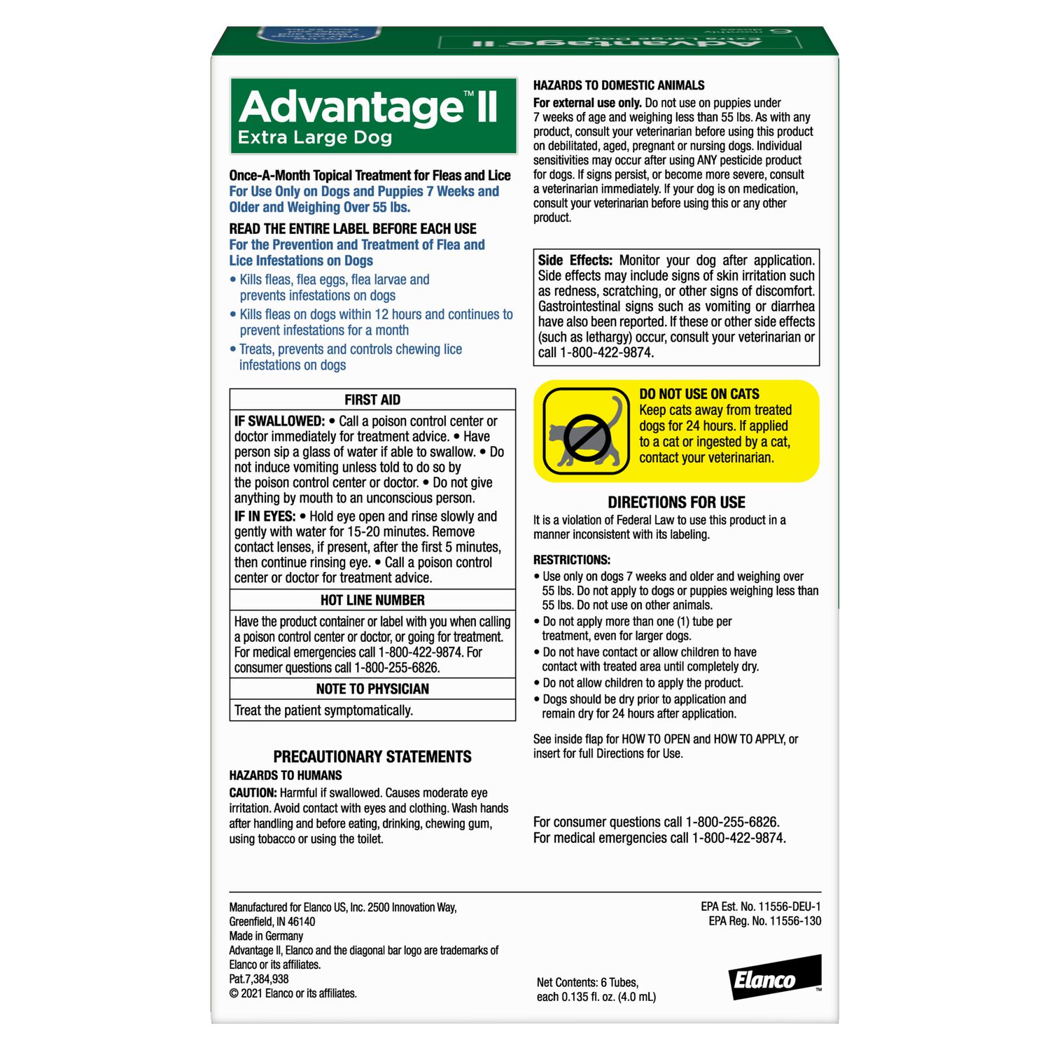 Advantage Ii Flea Treatment & Prevention For Extra Large Dogs, Over 55-Lbs 6-Pack = 6 Months Of Protection