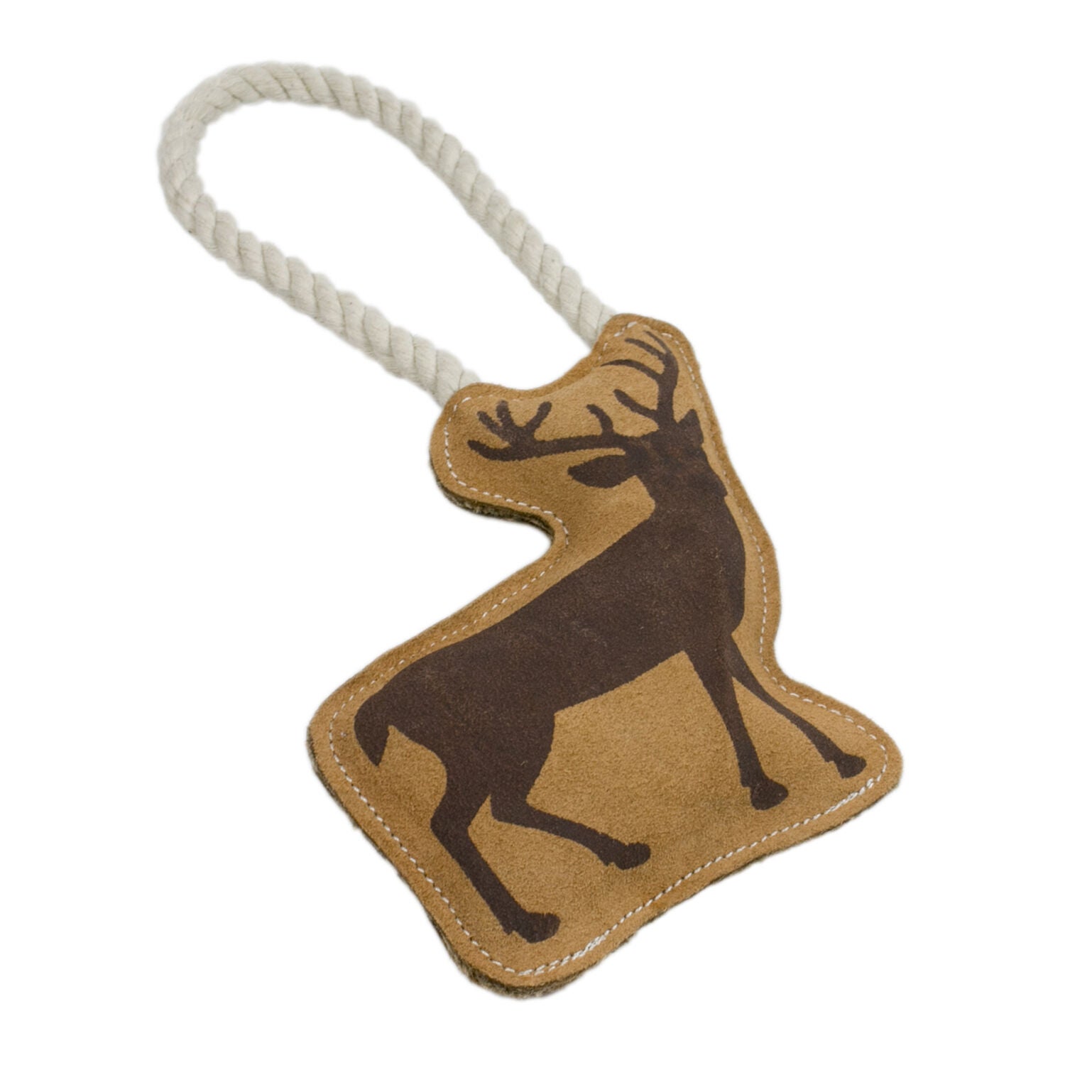 Territory Natural Leather Deer Tug, Chew, & Squeak Dog Toy, 8"