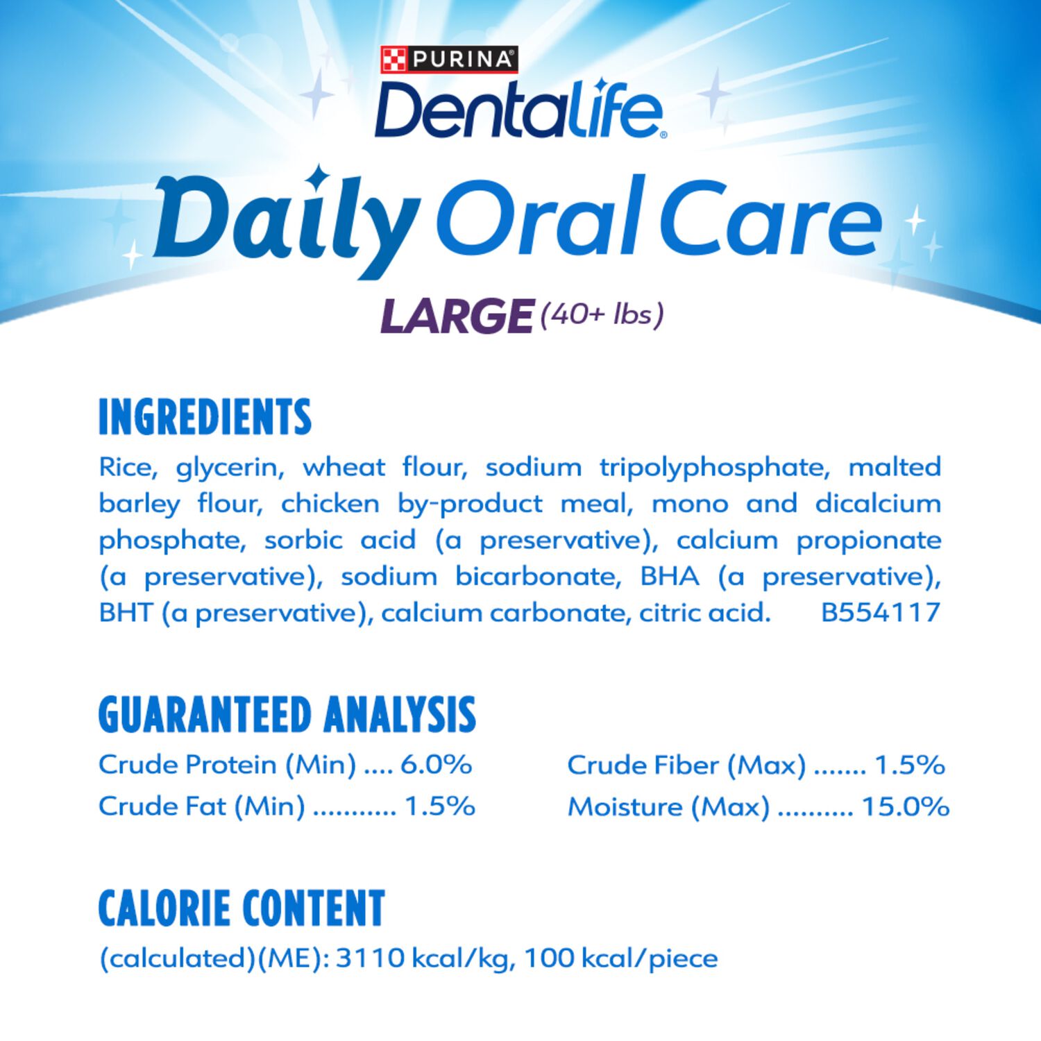 Purina Dentalife Daily Oral Care Chicken Flavor Dog Treats, Large Sized Dogs, 18-Count Bag