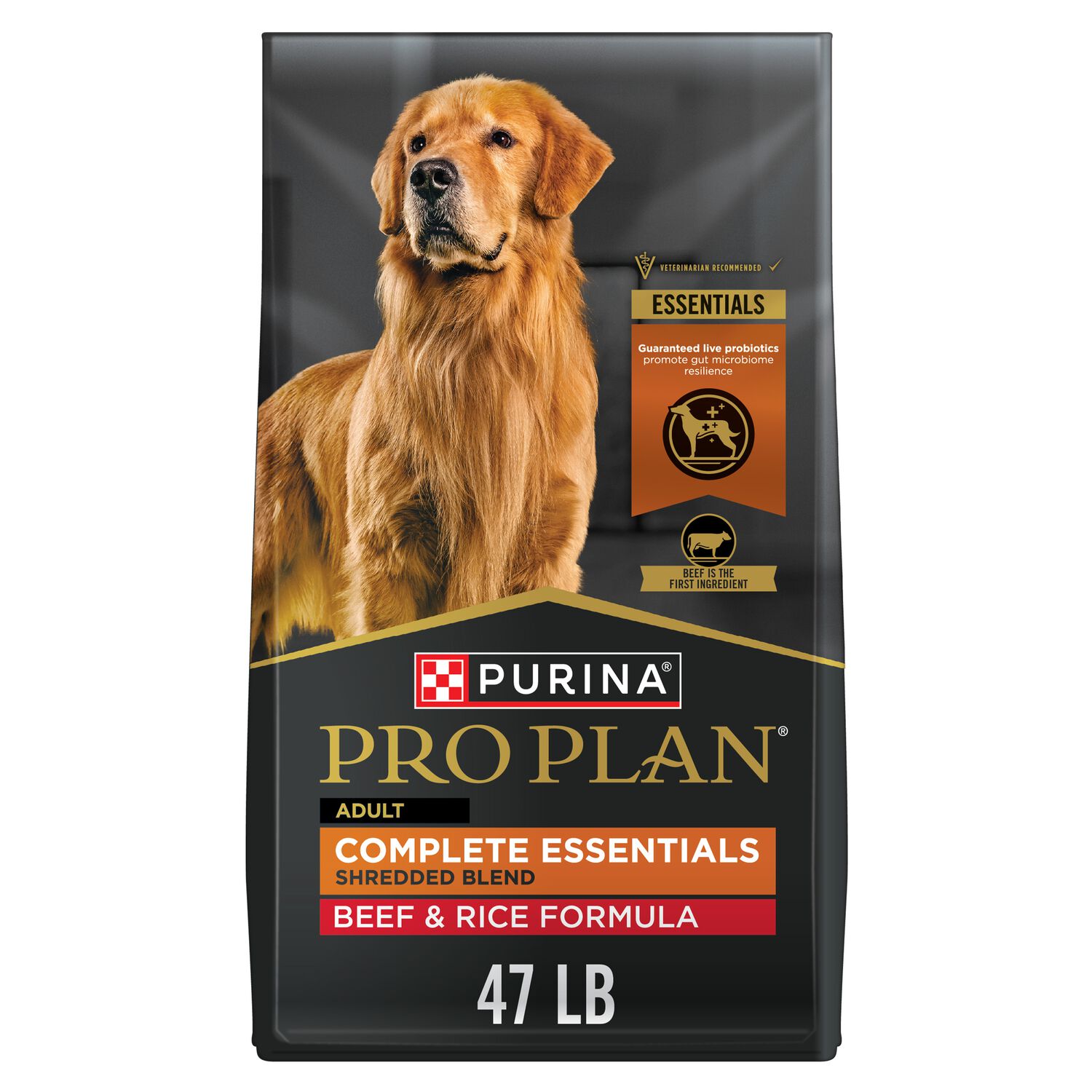 Purina Pro Plan Complete Essentials Shredded Blend High Protein Beef & Rice Formula Dry Dog Food