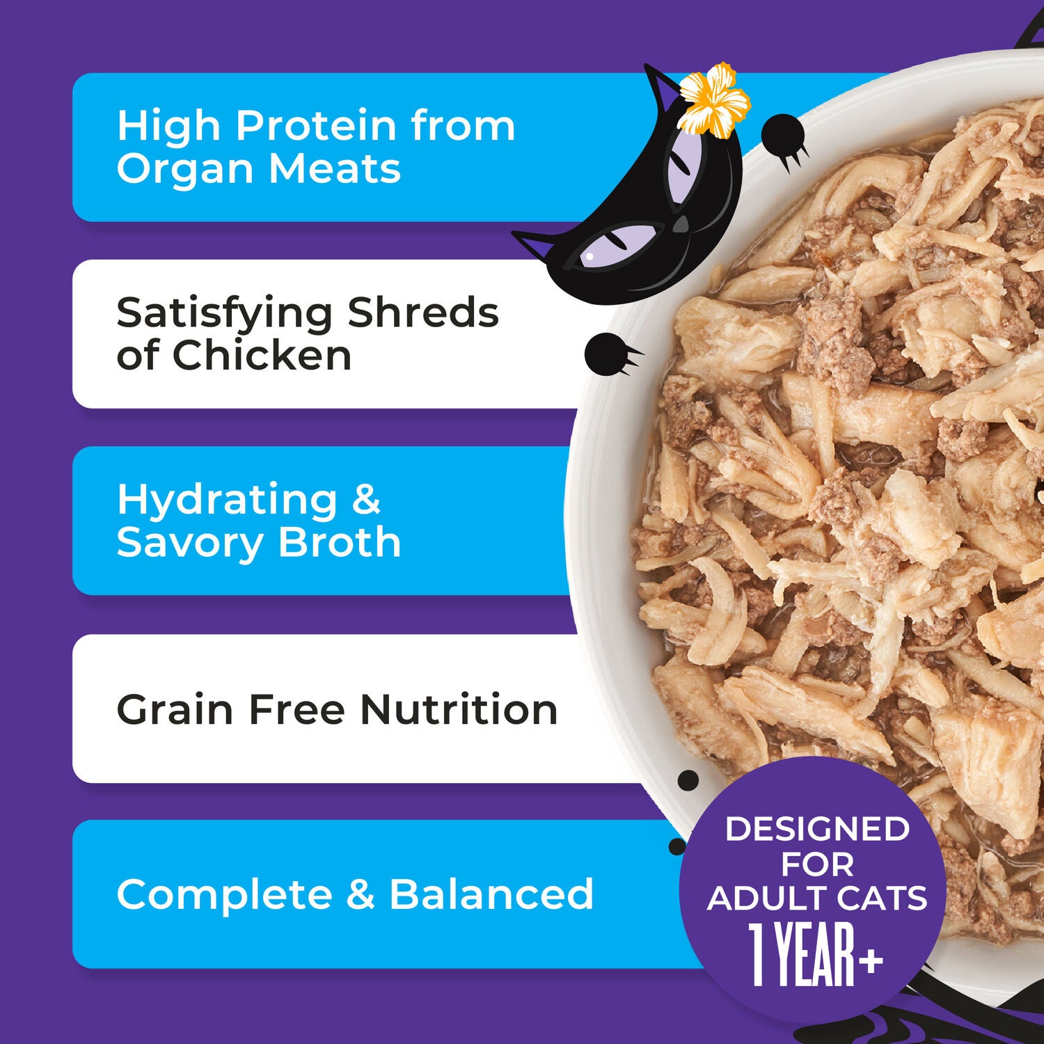 Tiki Cat After Dark Shreds Whole Foods Wet Cat Food, Chicken, Quail & Chicken Liver, 3 Oz. Can