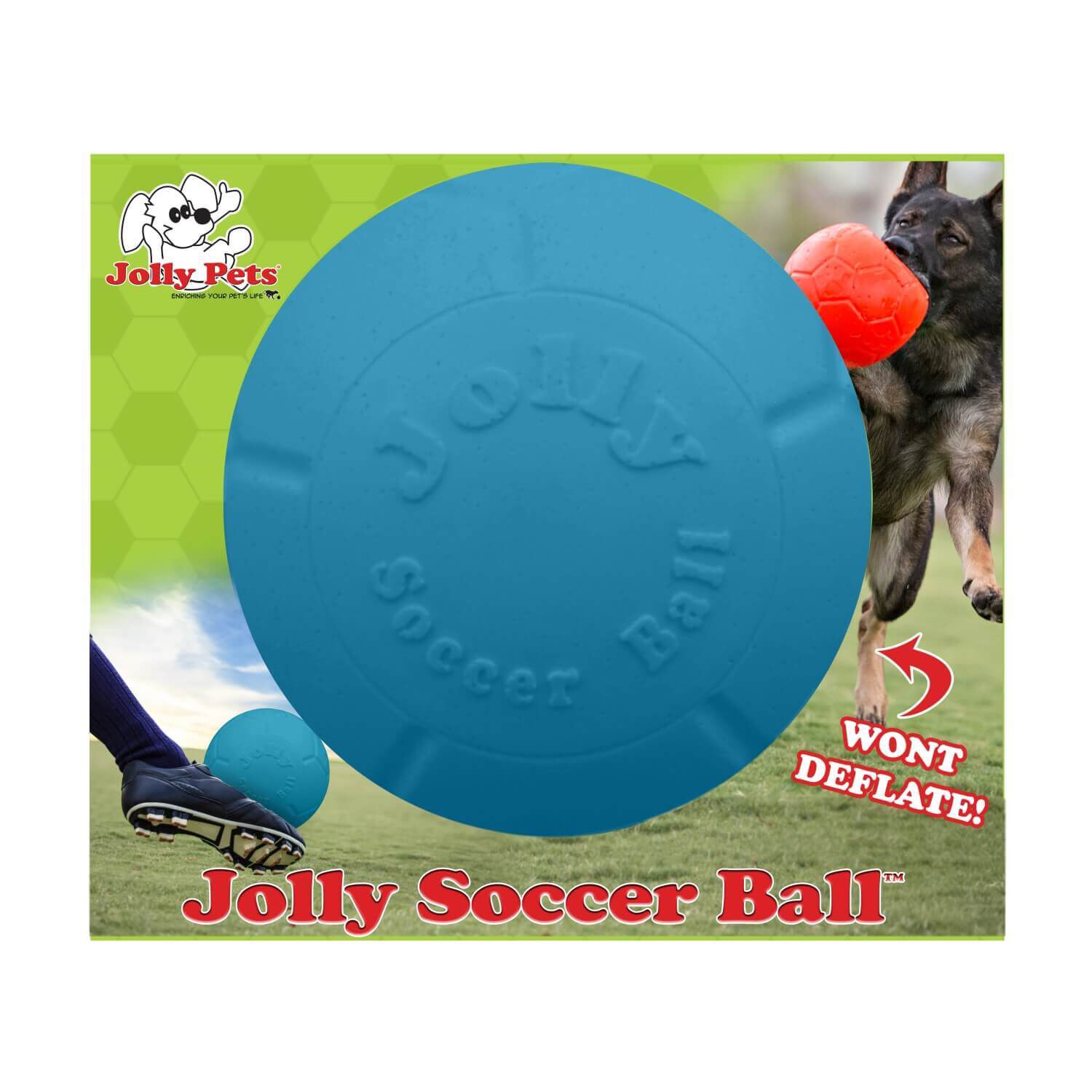 Jolly Pets Jolly Soccer Ball Dog Toy, 8", Blue