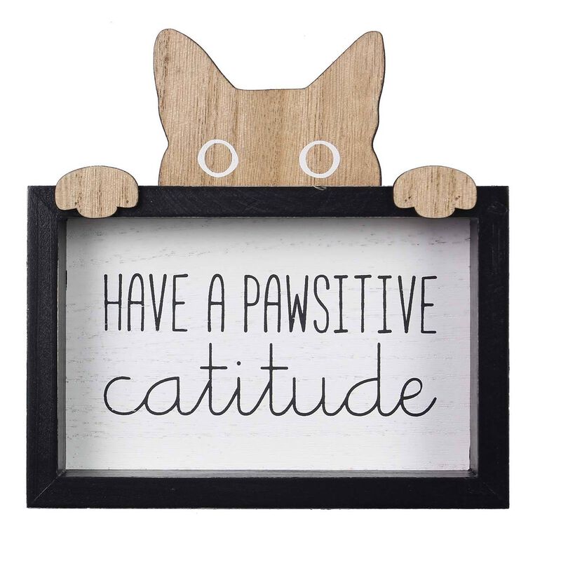 Wood Pawsitive Cat Sign image number 1