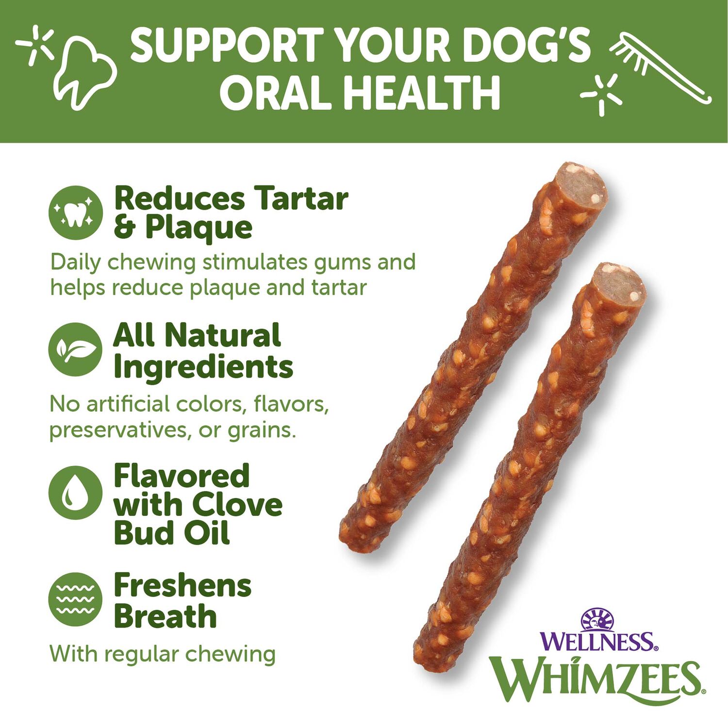 Whimzees Veggie Sausage Natural Grain-Free Dental Dog Treats, Extra Large, 1 Count