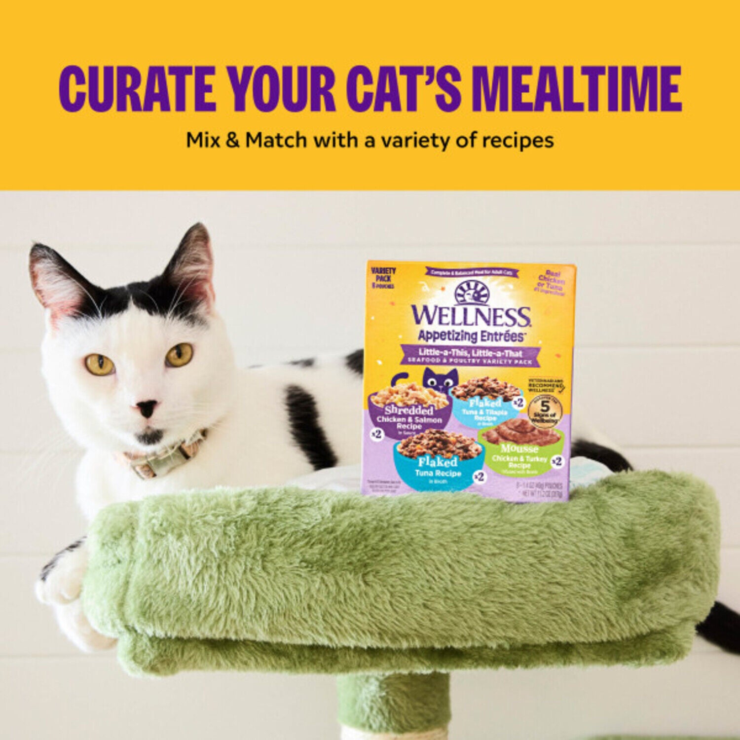 Wellness Appetizing Entrees Flaked Adult Wet Cat Food, Natural, Protein-Rich, Grain-Free Tuna Recipe, 1.4-Oz