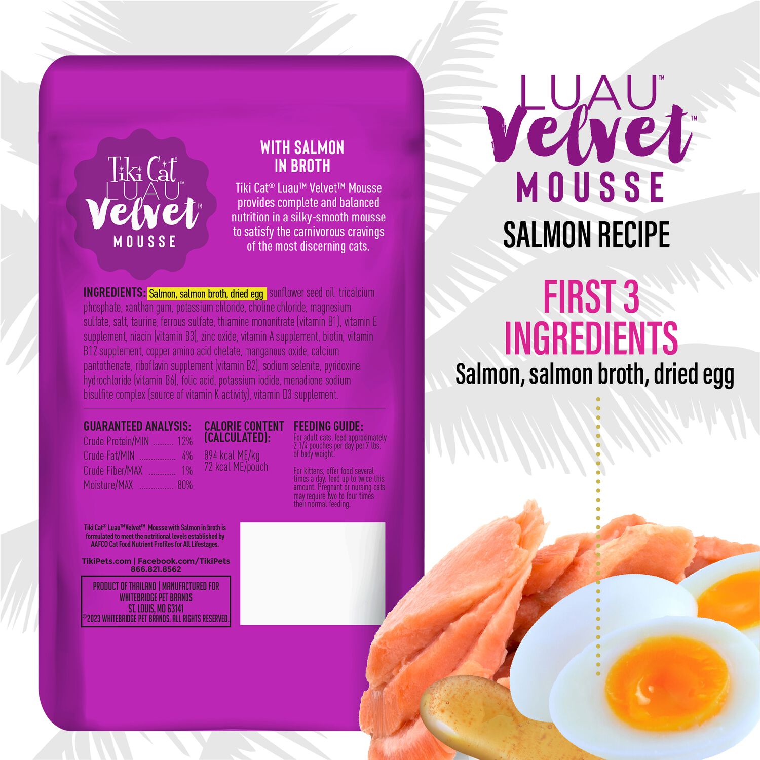 Tiki Cat Luau Velvet Mousse Wet Cat Food, Tuna & Mackerel, 2.8-Oz Pouch