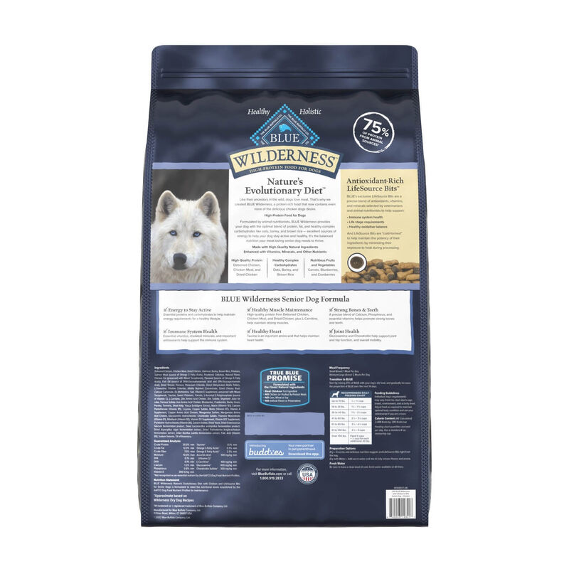Blue Buffalo Wilderness High Protein Natural Senior Dry Dog Food Plus Wholesome Grains, Chicken