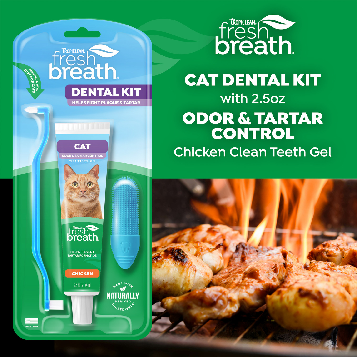 Tropiclean Fresh Breath Odor & Tartar Control Dental Kit For Cats