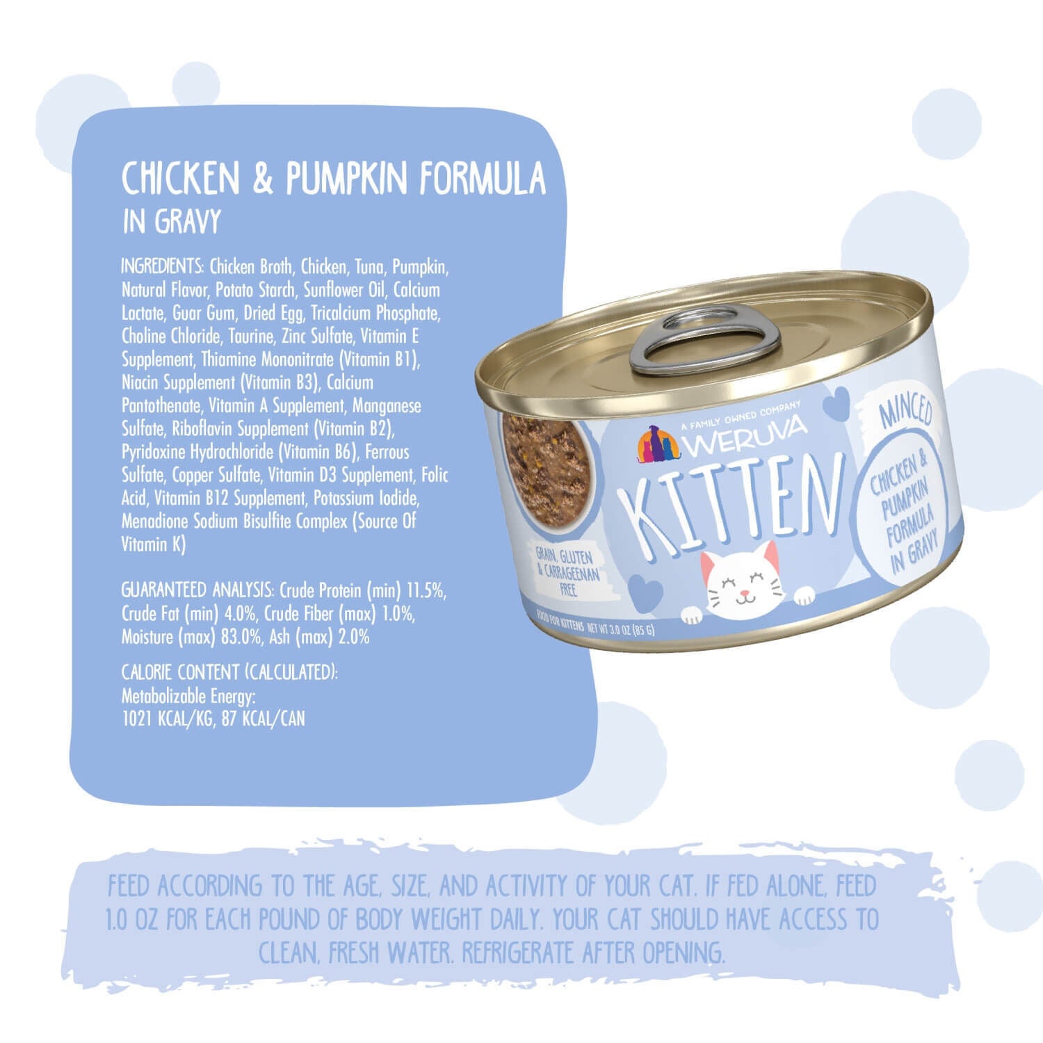 Weruva Kitten Grain Free Chicken & Pumpkin Formula In Gravy Wet Cat Food, 3-Oz Can