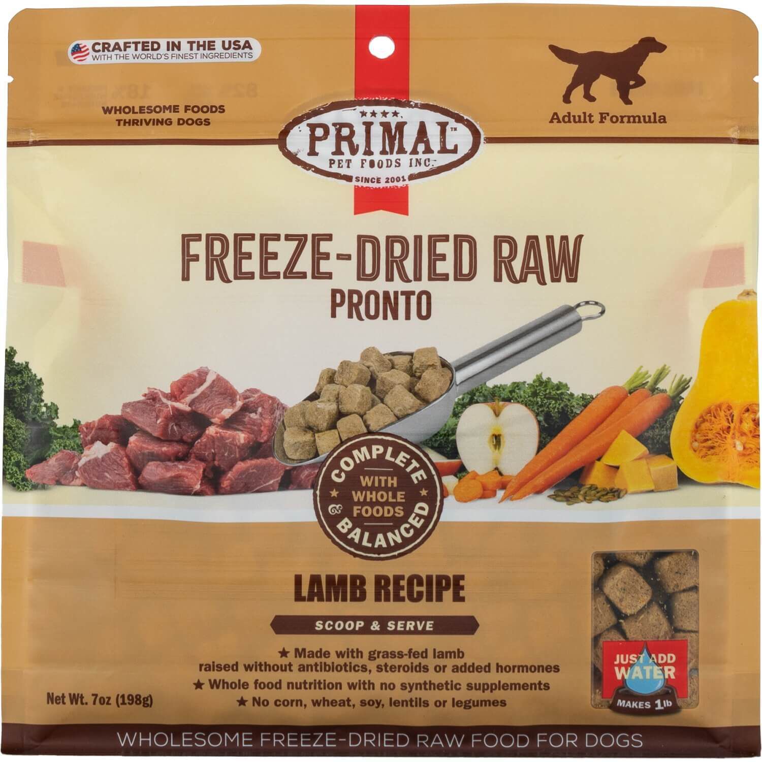 Primal Freeze Dried Raw Pronto Lamb Recipe Dog Food 7oz Pet